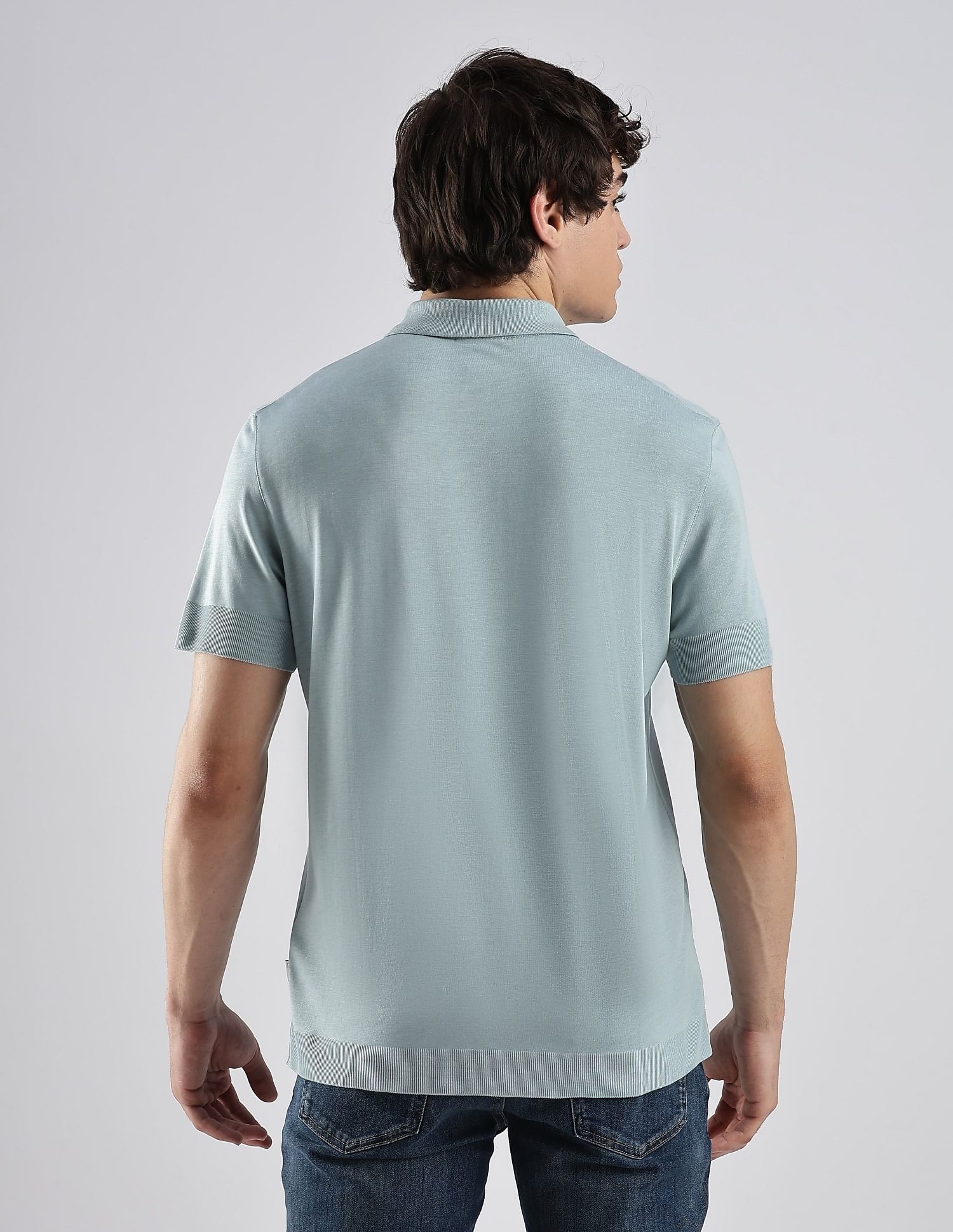 Calvin Klein Solid Regular-Fit Cotton Polo T-Shirt