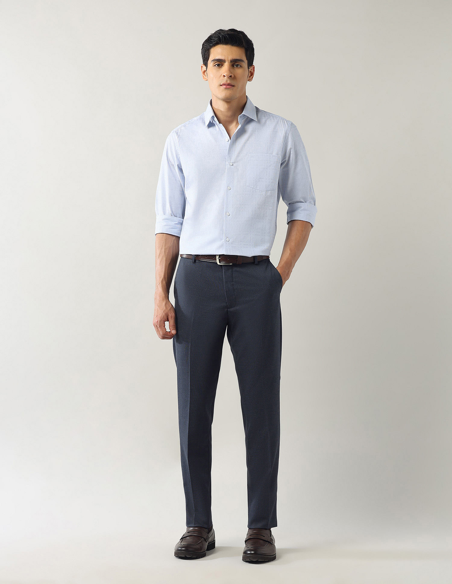 Arrow Mid Rise Smart Flex Dobby Trousers