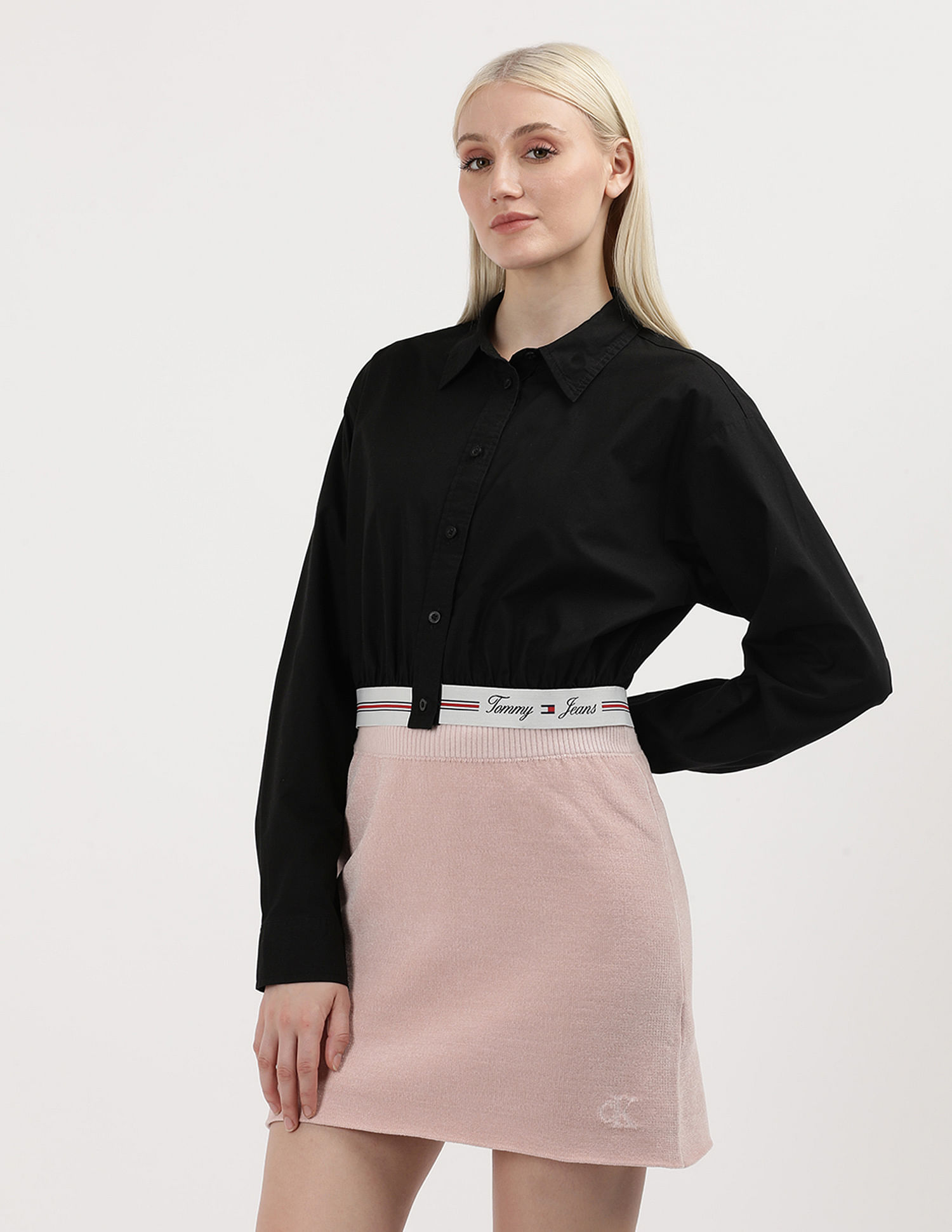 Tommy Hilfiger Crop Logo Taping Cotton Shirt