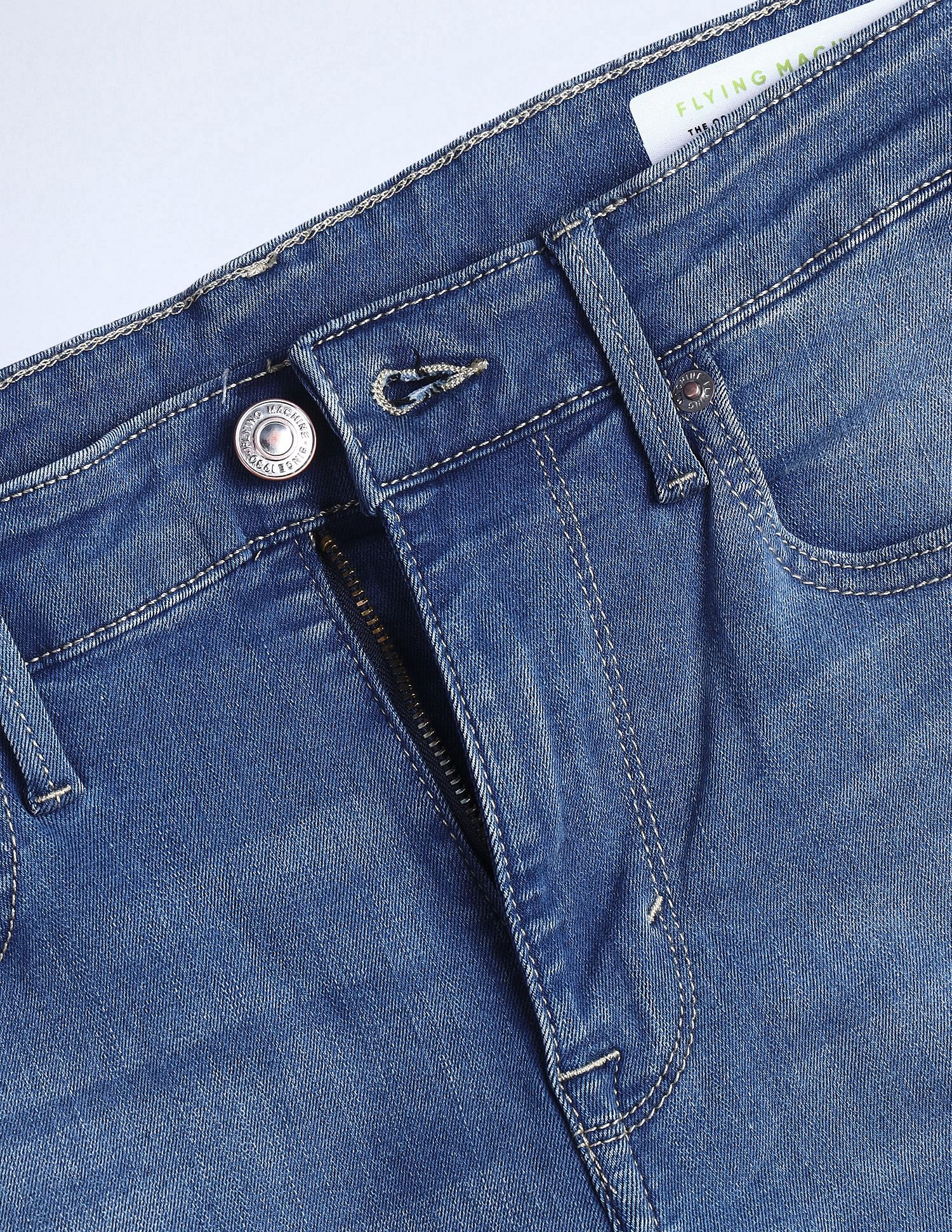 Flying Machine Slash Slim Tapered Fit Blue Jeans