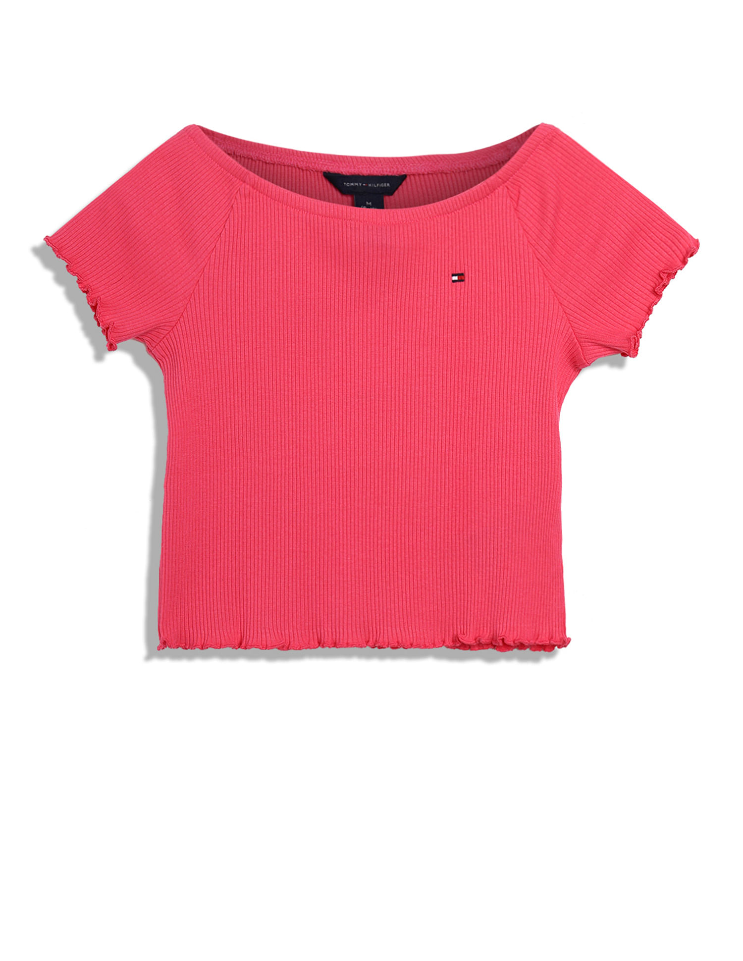 Tommy Hilfiger Kids Girls Boat Neck Ribbed T-Shirt
