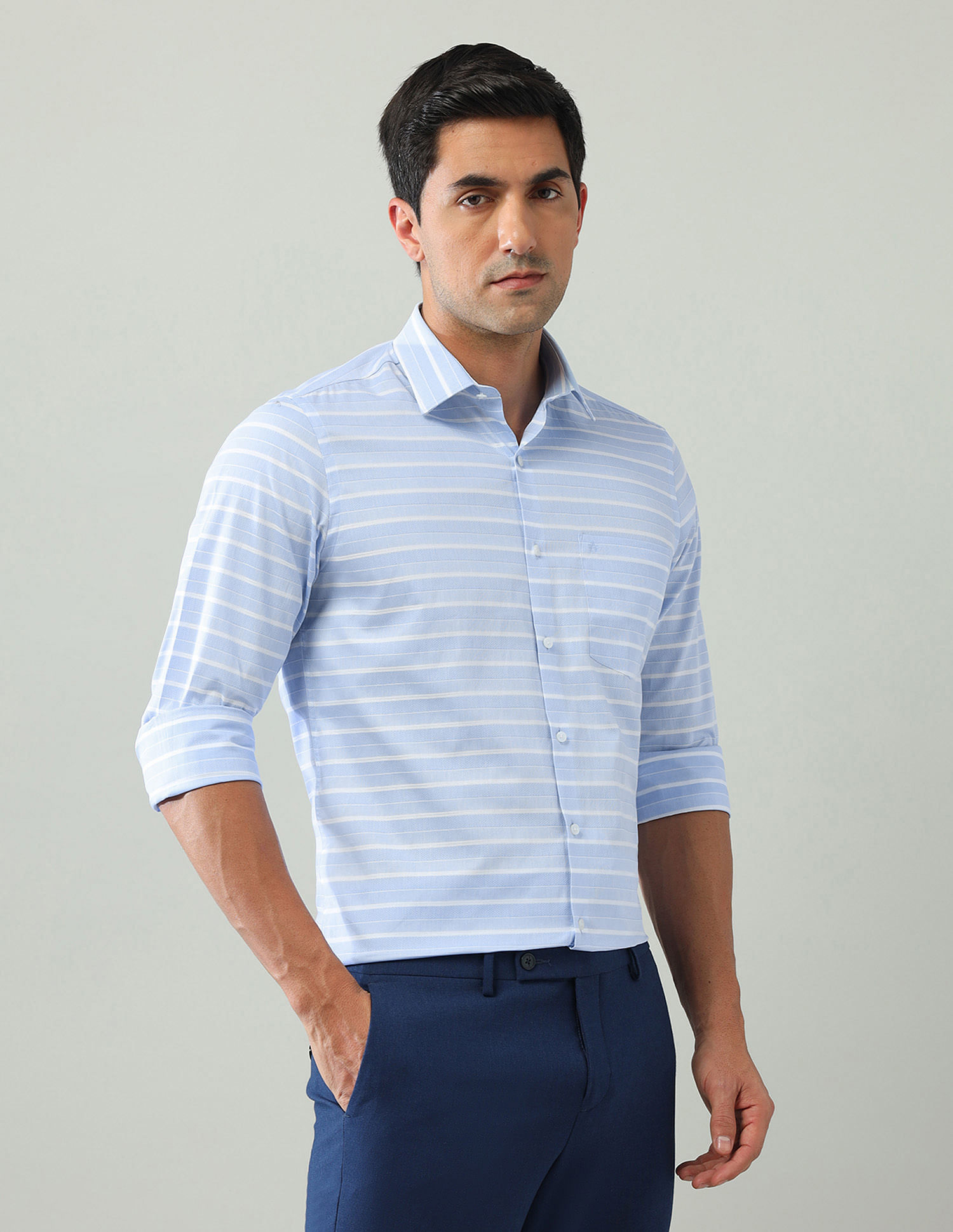 Arrow Pure Cotton Horizontal Striped Shirt