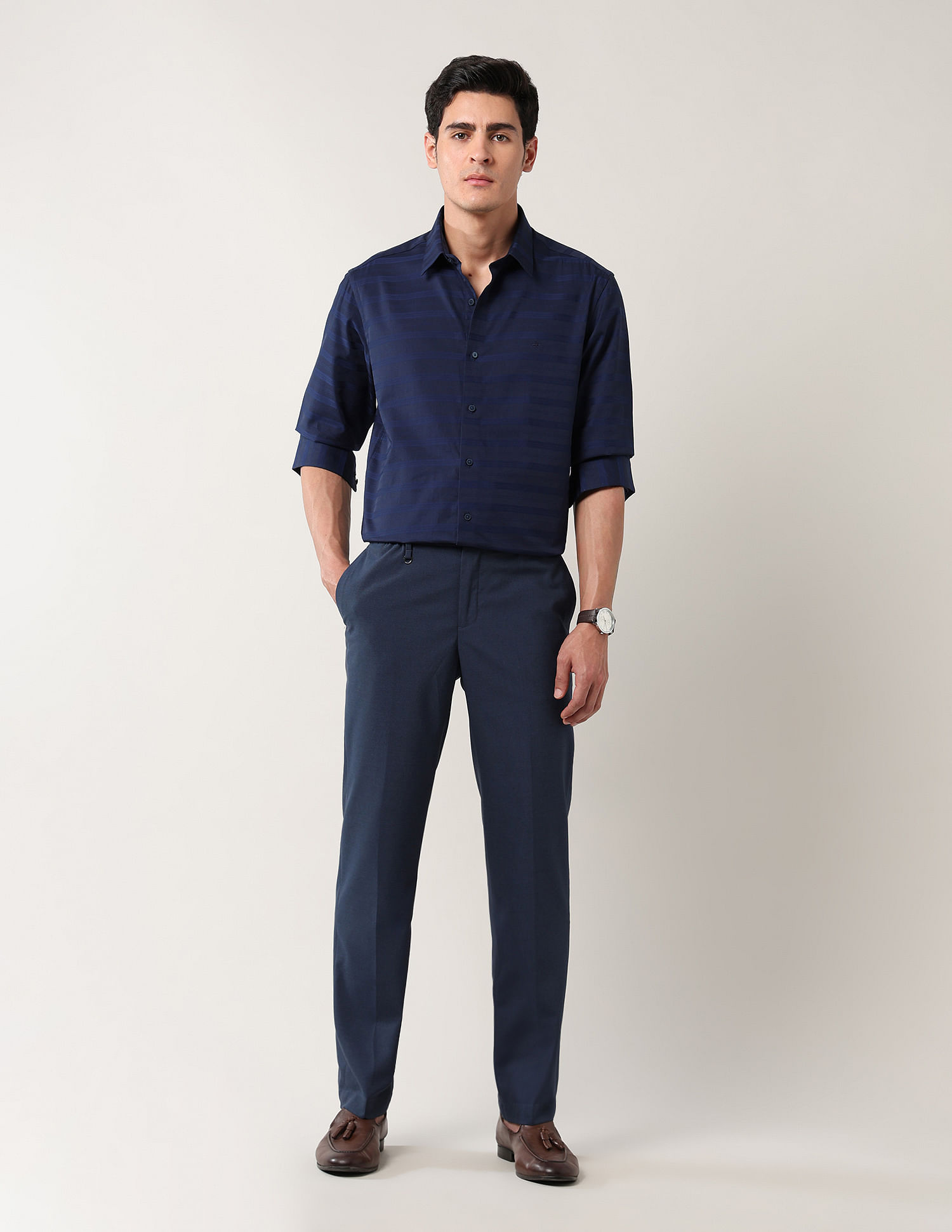 Arrow Newyork Horizontal Striped Manhattan Slim Fit Shirt