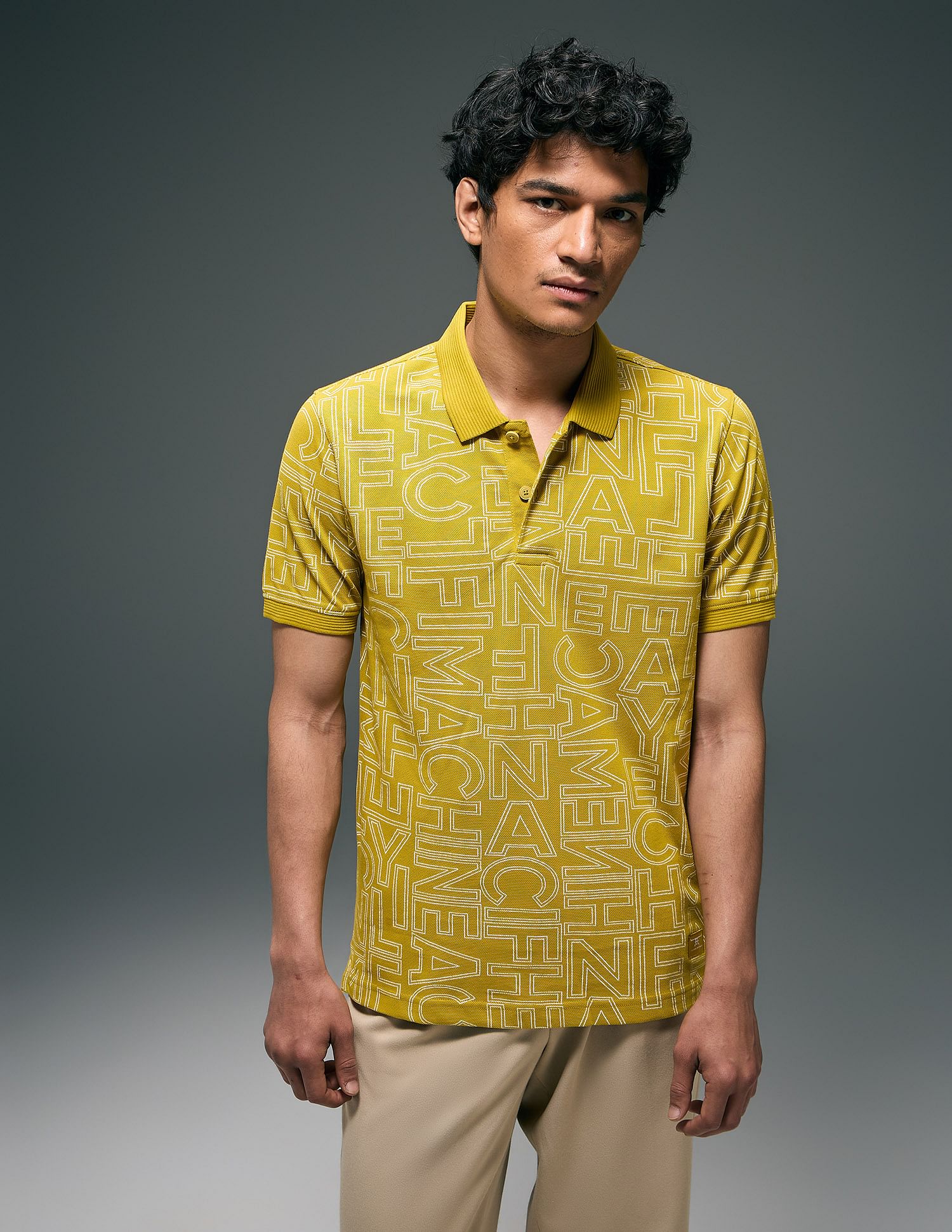 Flying Machine All Over Printed Regular Fit Polo Shirt