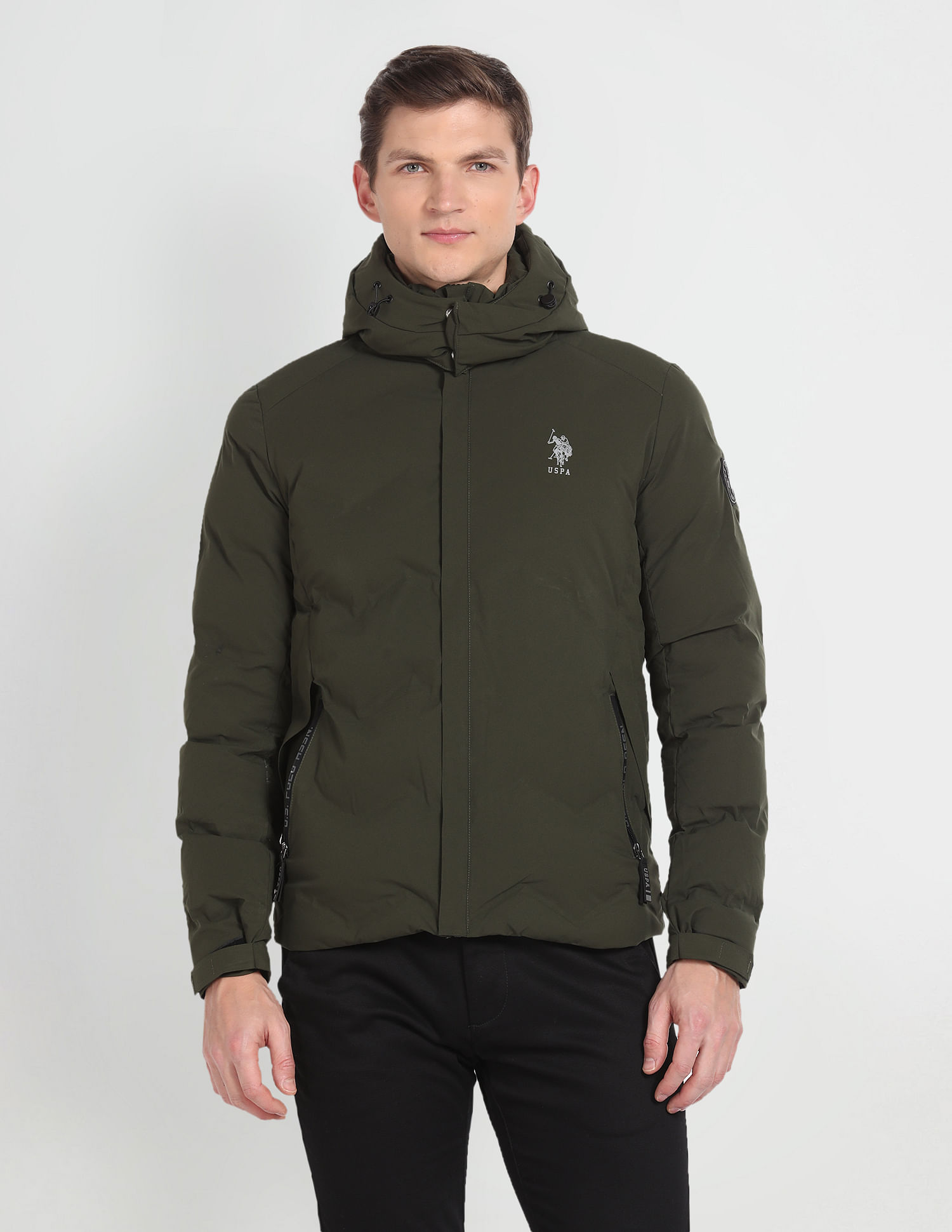 U.S. Polo Assn. Denim Co. High Neck Solid Puffer Jacket