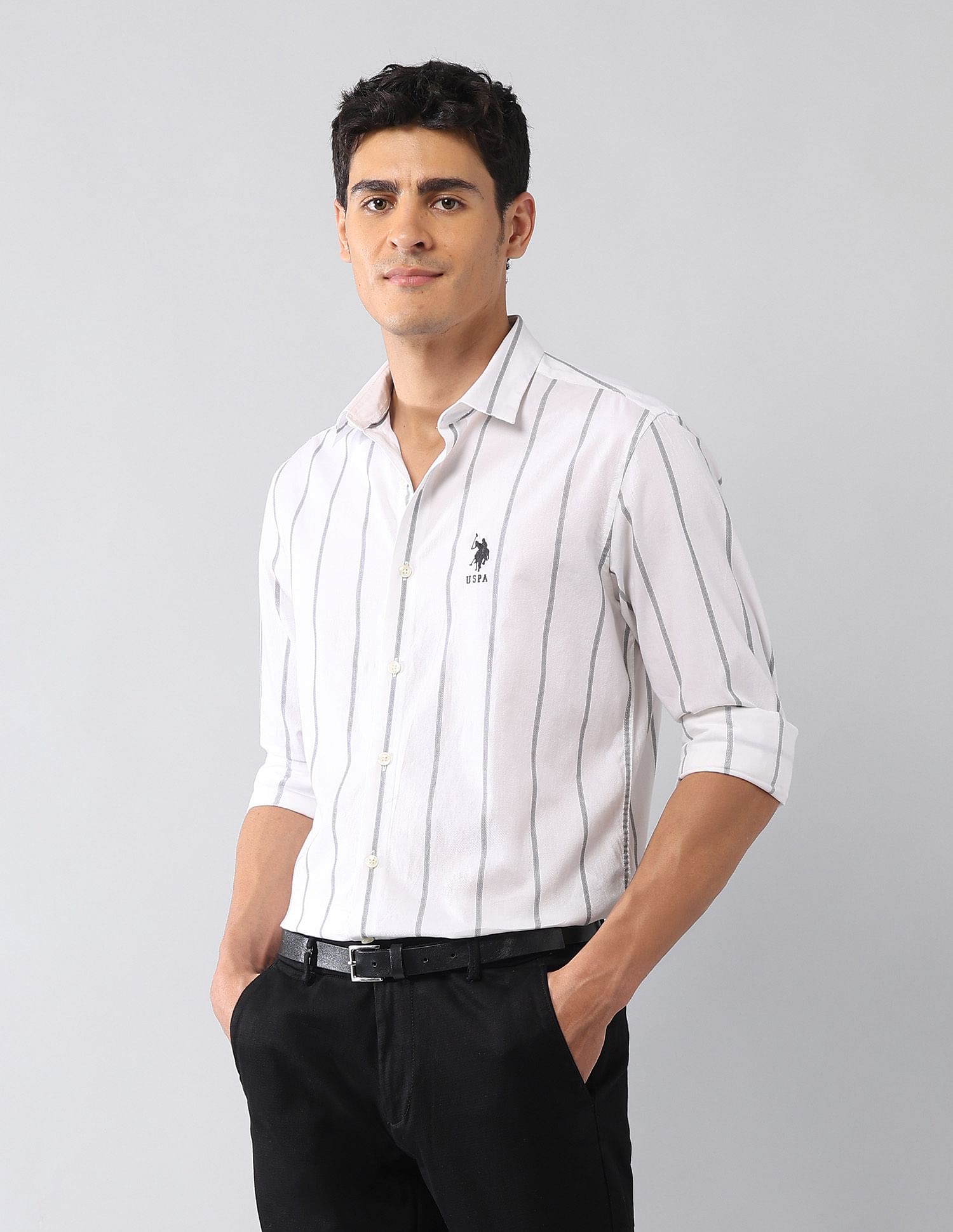 U.S. Polo Assn. Denim Co. Vertical Striped Dobby Regular Fit Shirt