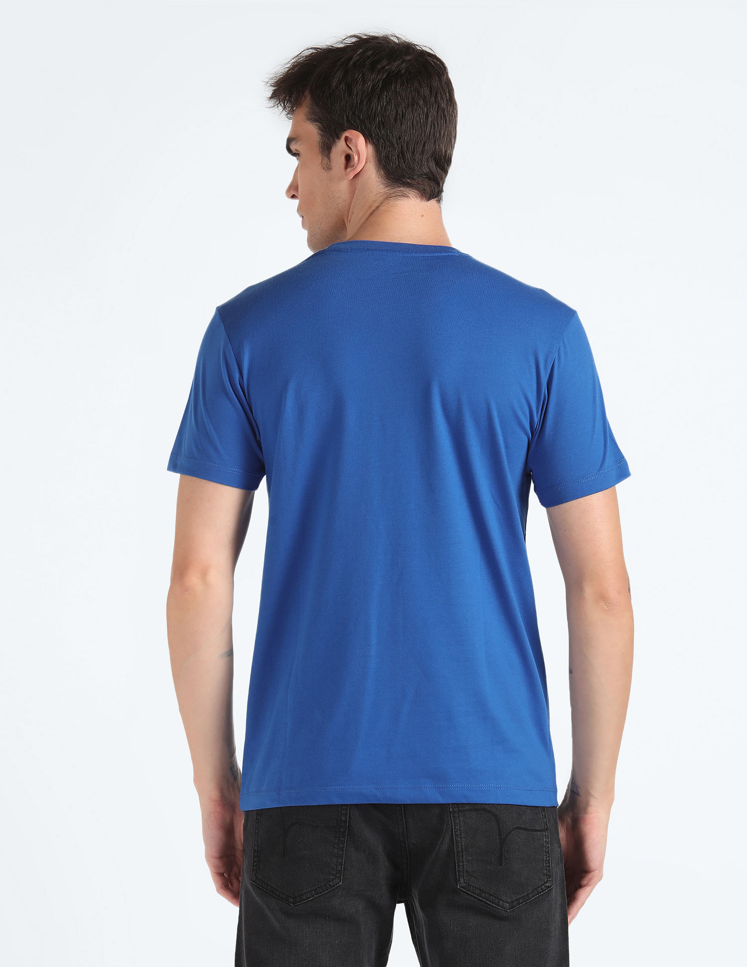 Flying Machine Silicone Print Crew Neck T-Shirt