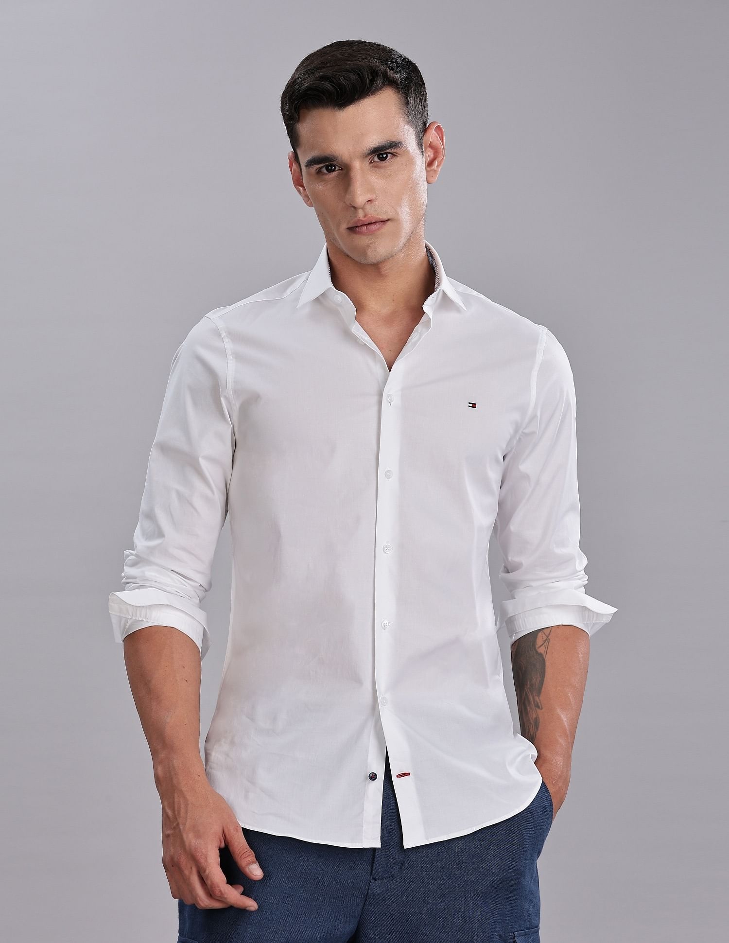 Tommy Hilfiger Solid Slim-Fit Poplin Shirts