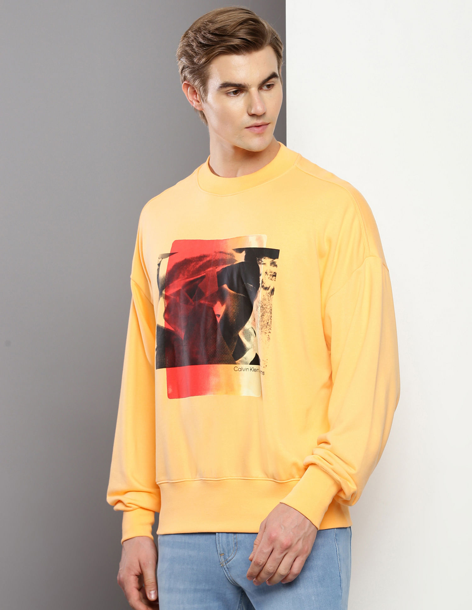 Calvin Klein Layered Photo Print Oversized Sweatshirt