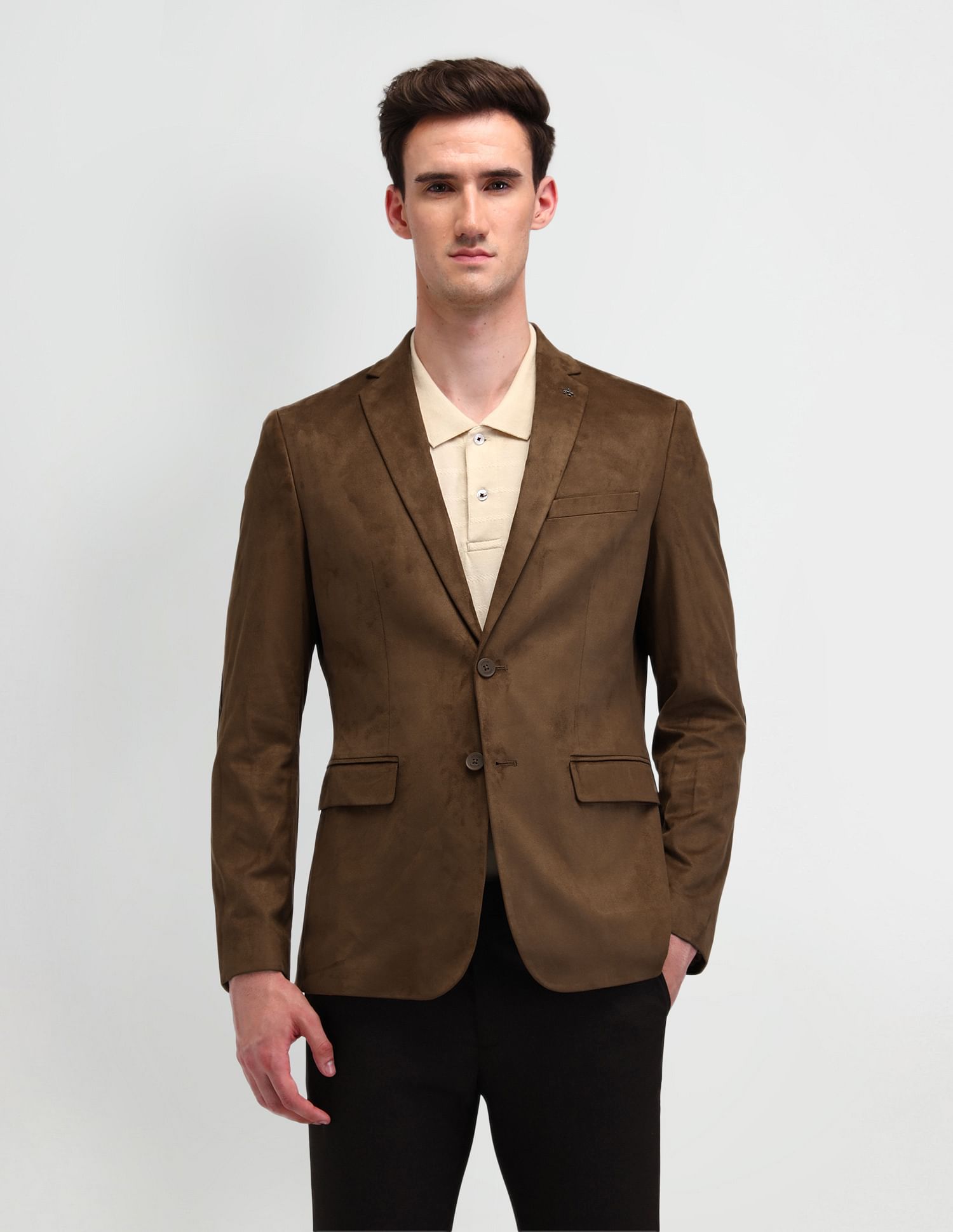 Arrow Zero Calorie Slim Fit Knitted Suede Blazer