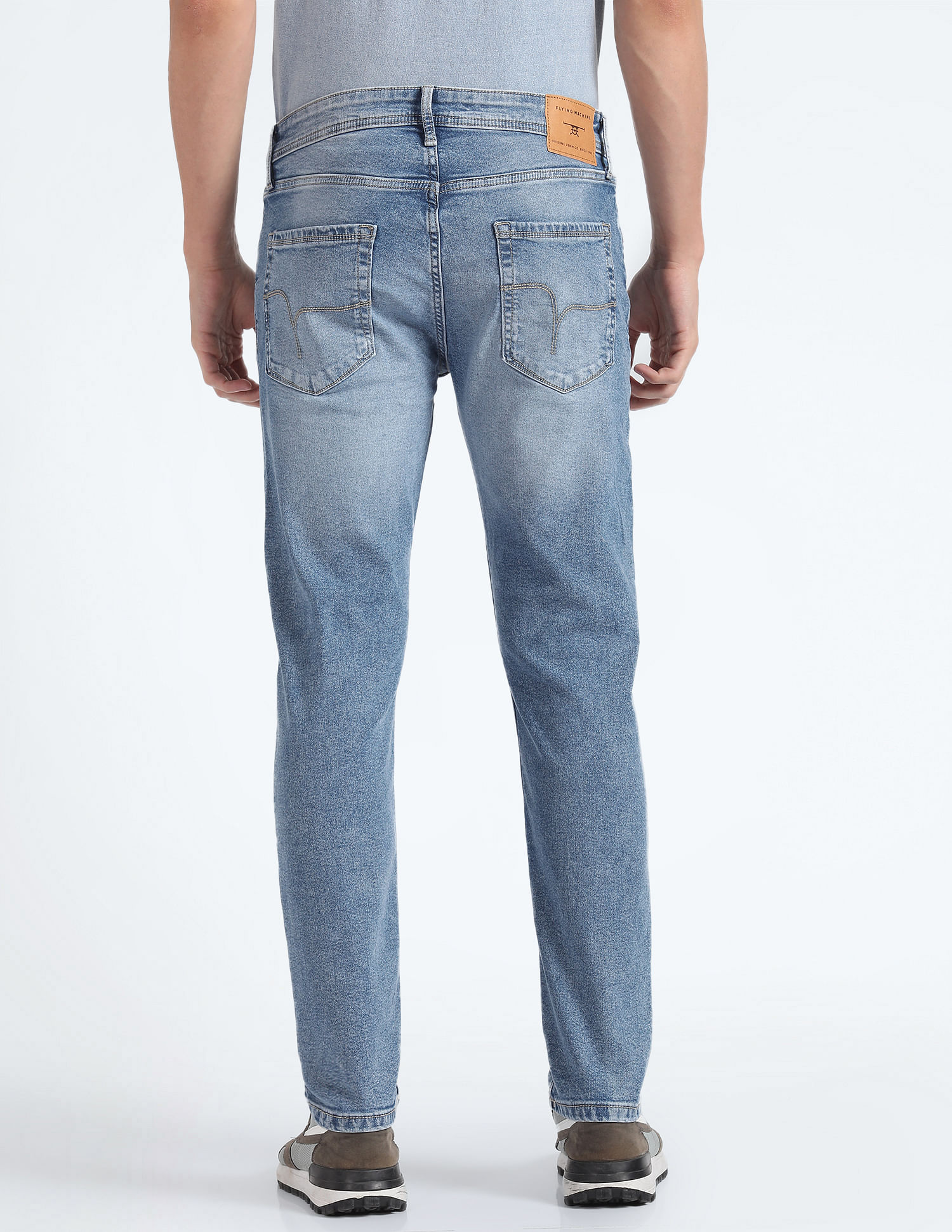 Flying Machine Mid Rise Slash Slim Tapered Jeans
