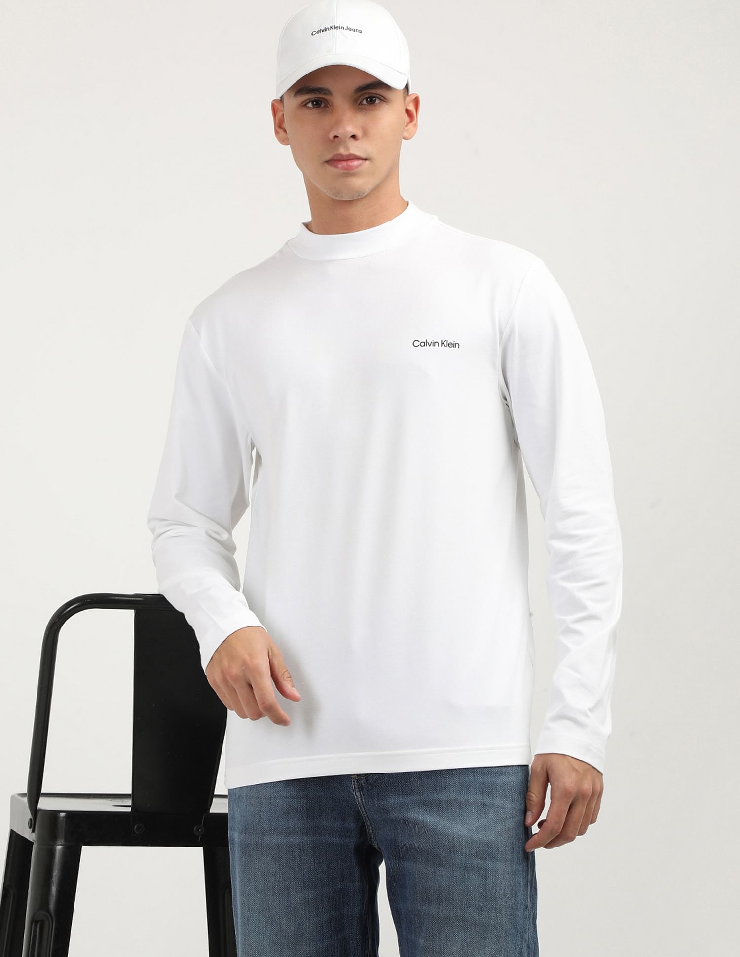 Calvin klein mock neck t shirt hotsell