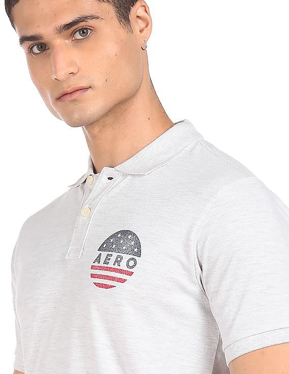 Aeropostale Men White Pique Solid Polo Shirt