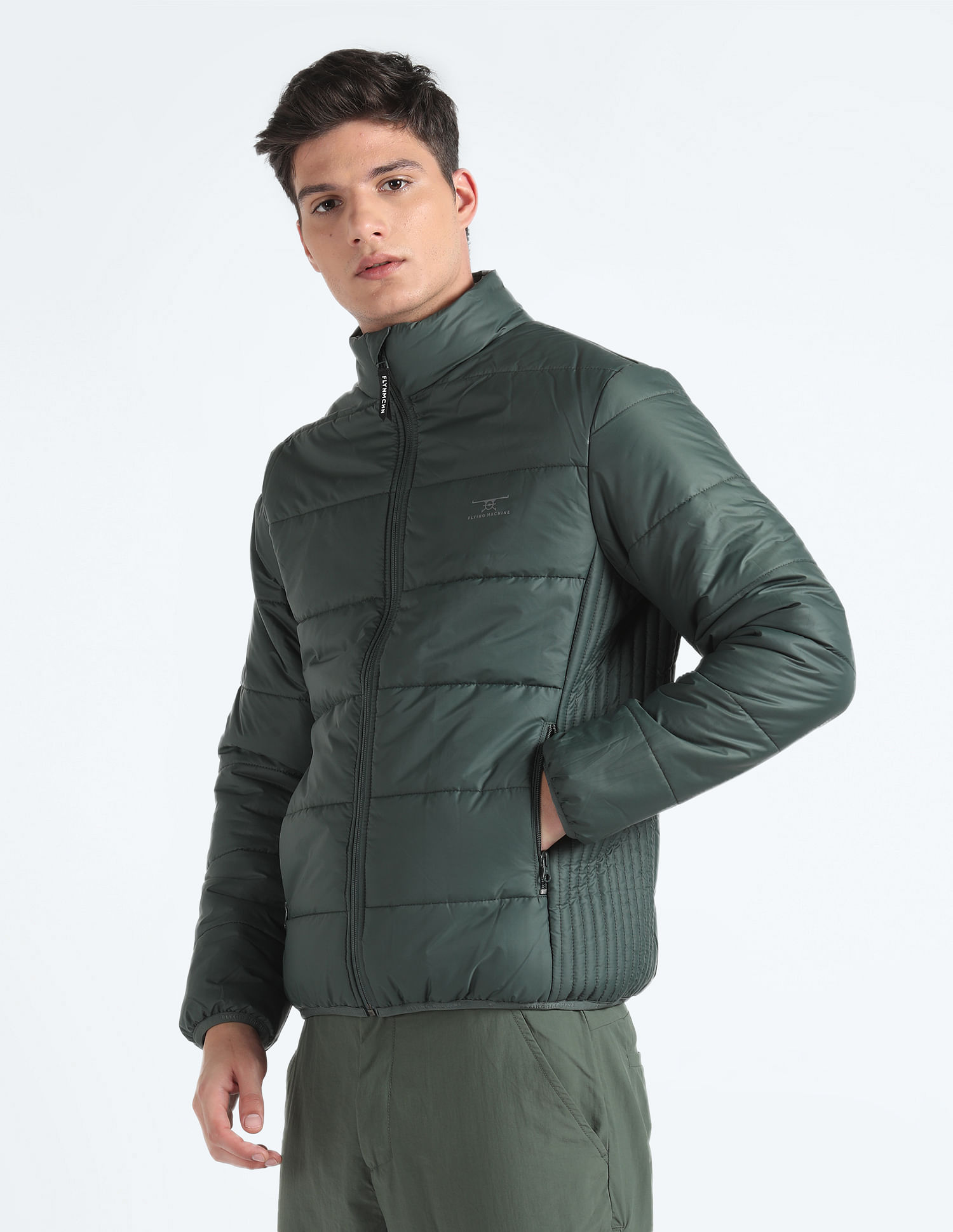 Flying Machine Stand Collar Puffer Jacket