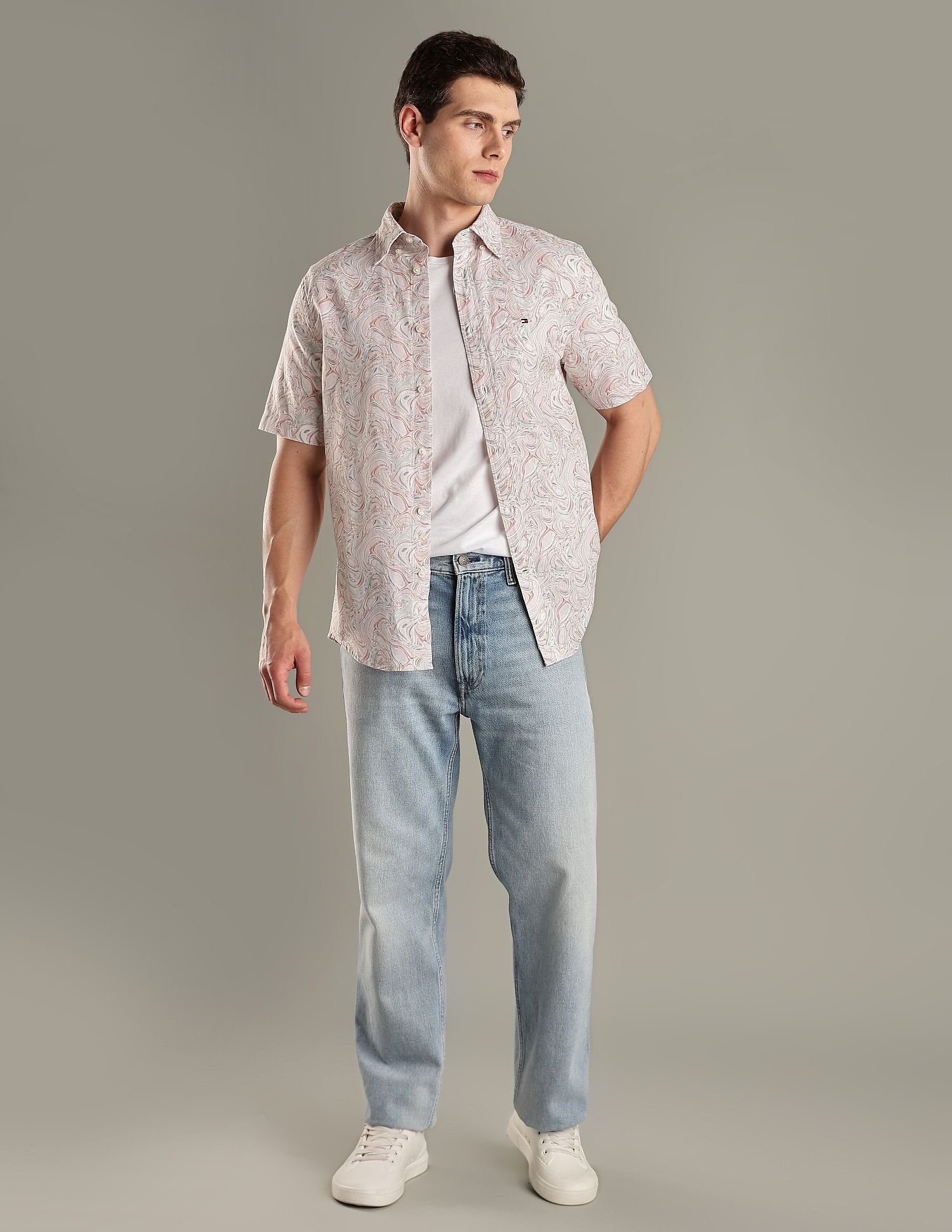 Tommy Hilfiger Printed Regular-Fit Cotton Woven Shirt