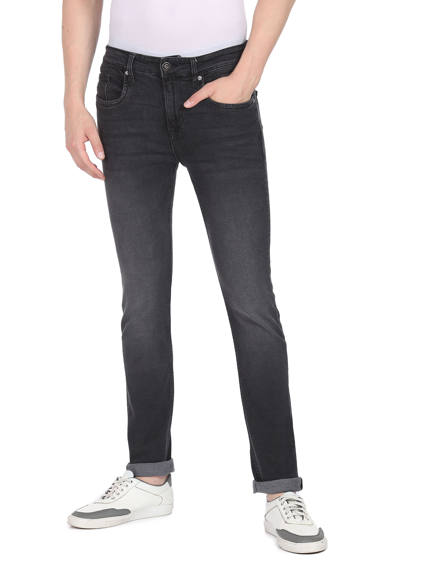 AD by Arvind Stone Wash Slim Fit Stretch Jeans