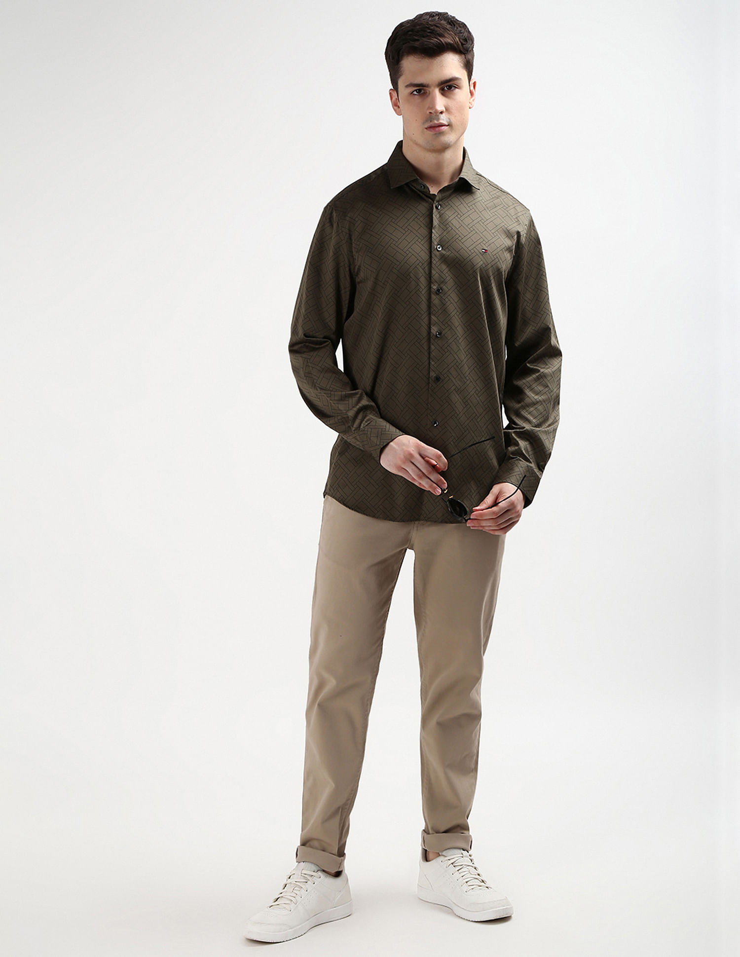 Tommy Hilfiger Spread Collar Brand Monogram Shirt