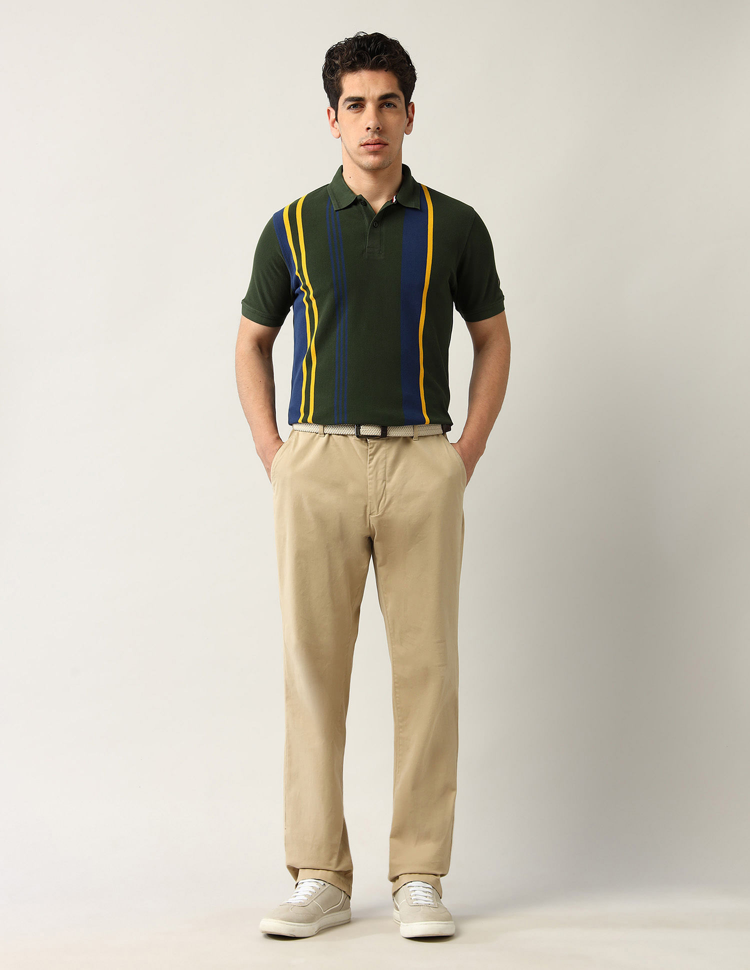 Arrow Sport Vertical Striped Pure Cotton Polo Shirt