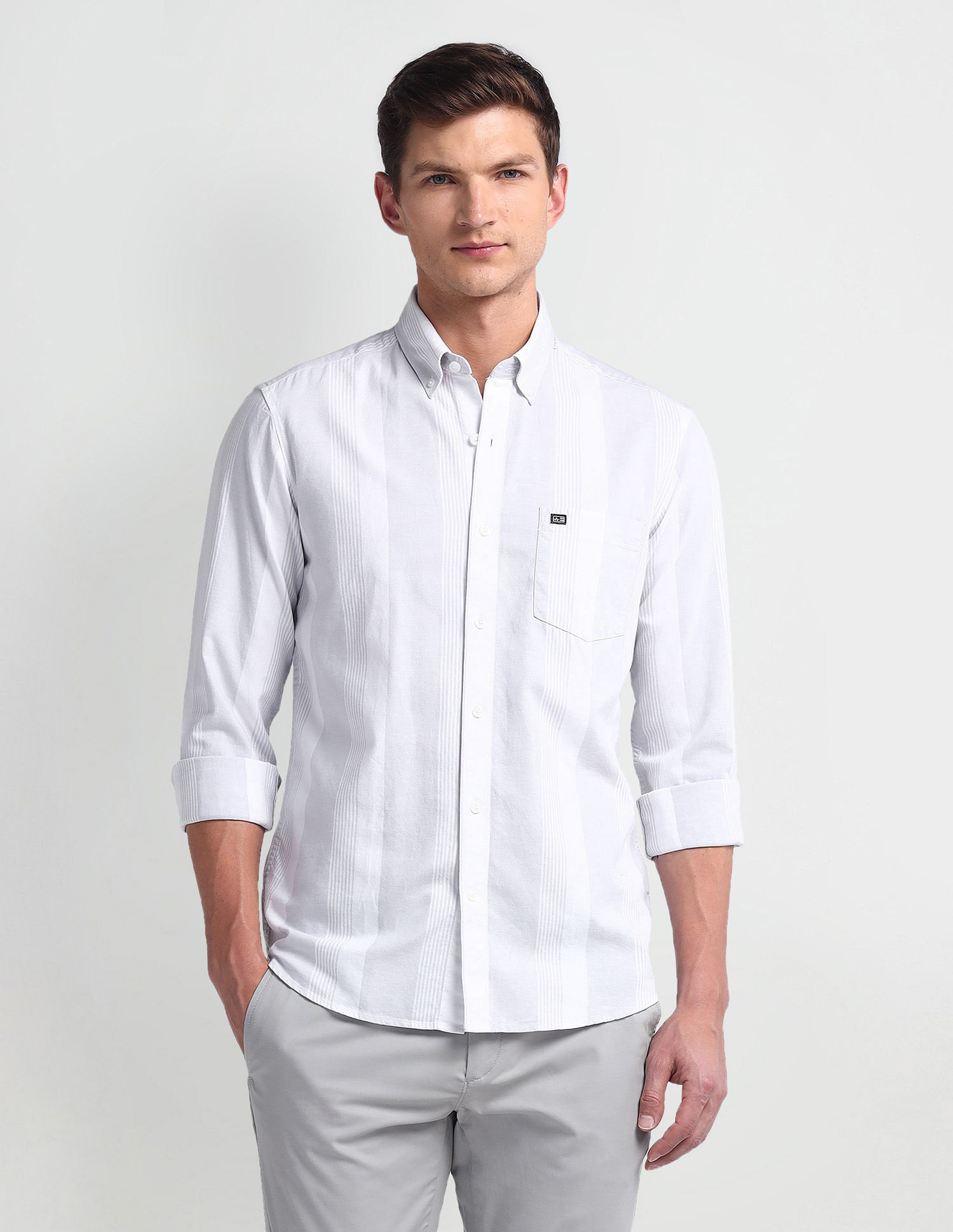 Arrow Sport Vertical Stripe Cotton Shirt