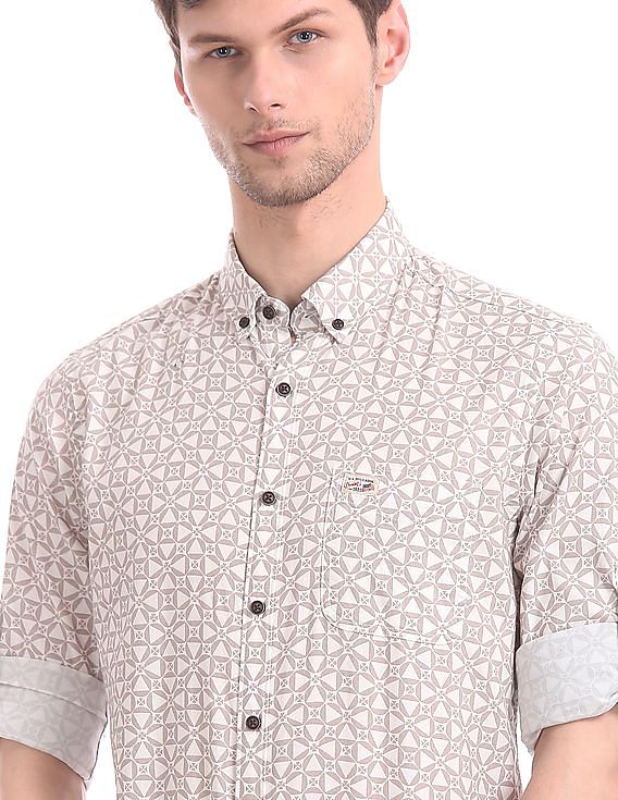 U.S. Polo Assn. Denim Co. Button Down Collar Geometric Print Shirt