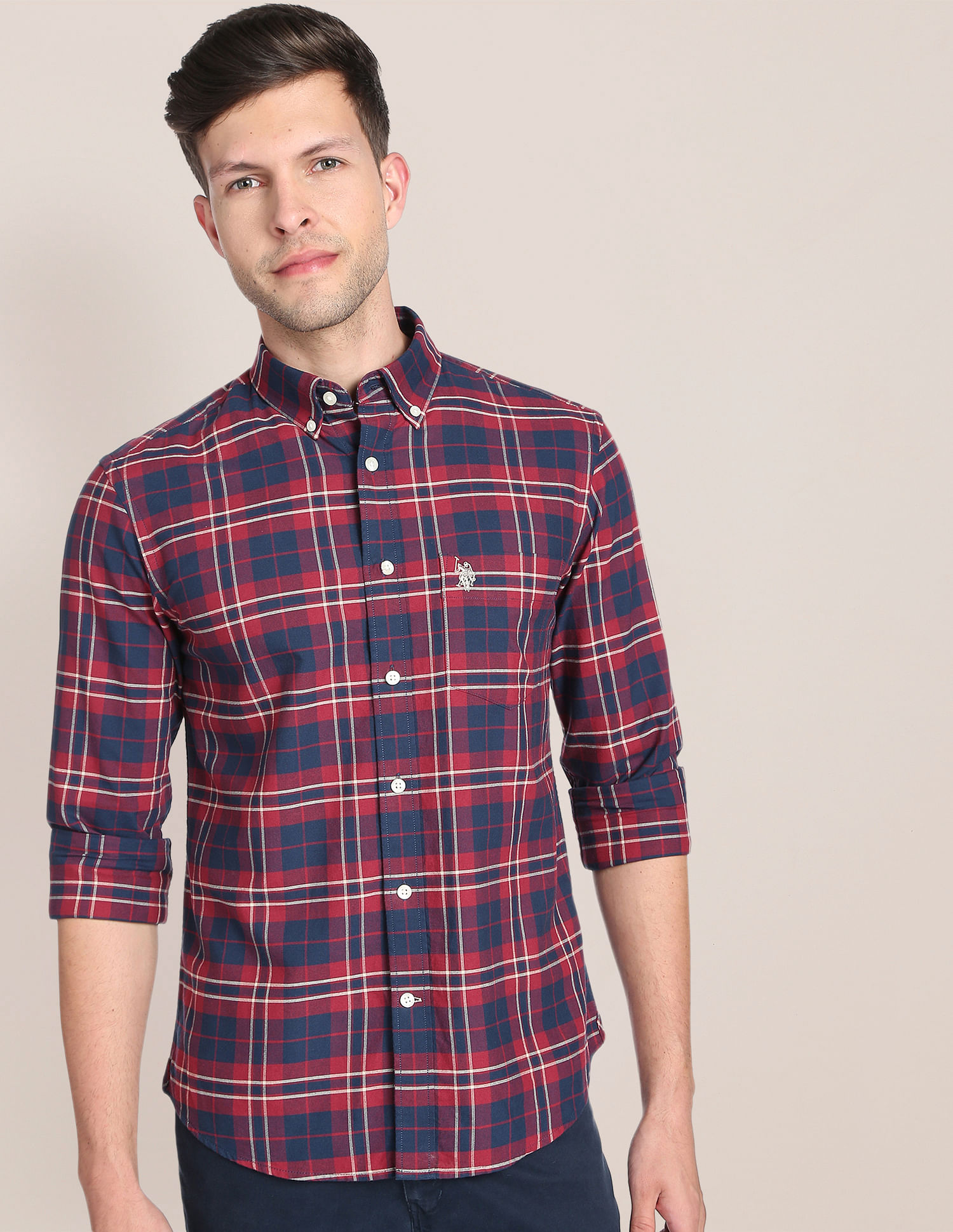 Buy U.S. Polo Assn. Oxford Check Cotton Casual Shirt - NNNOW.com