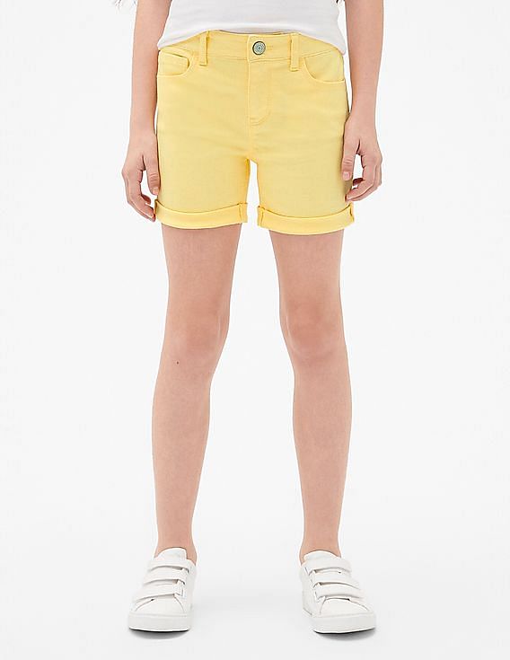 GAP Girls Yellow Superdenim Midi Shorts With Fantastiflex