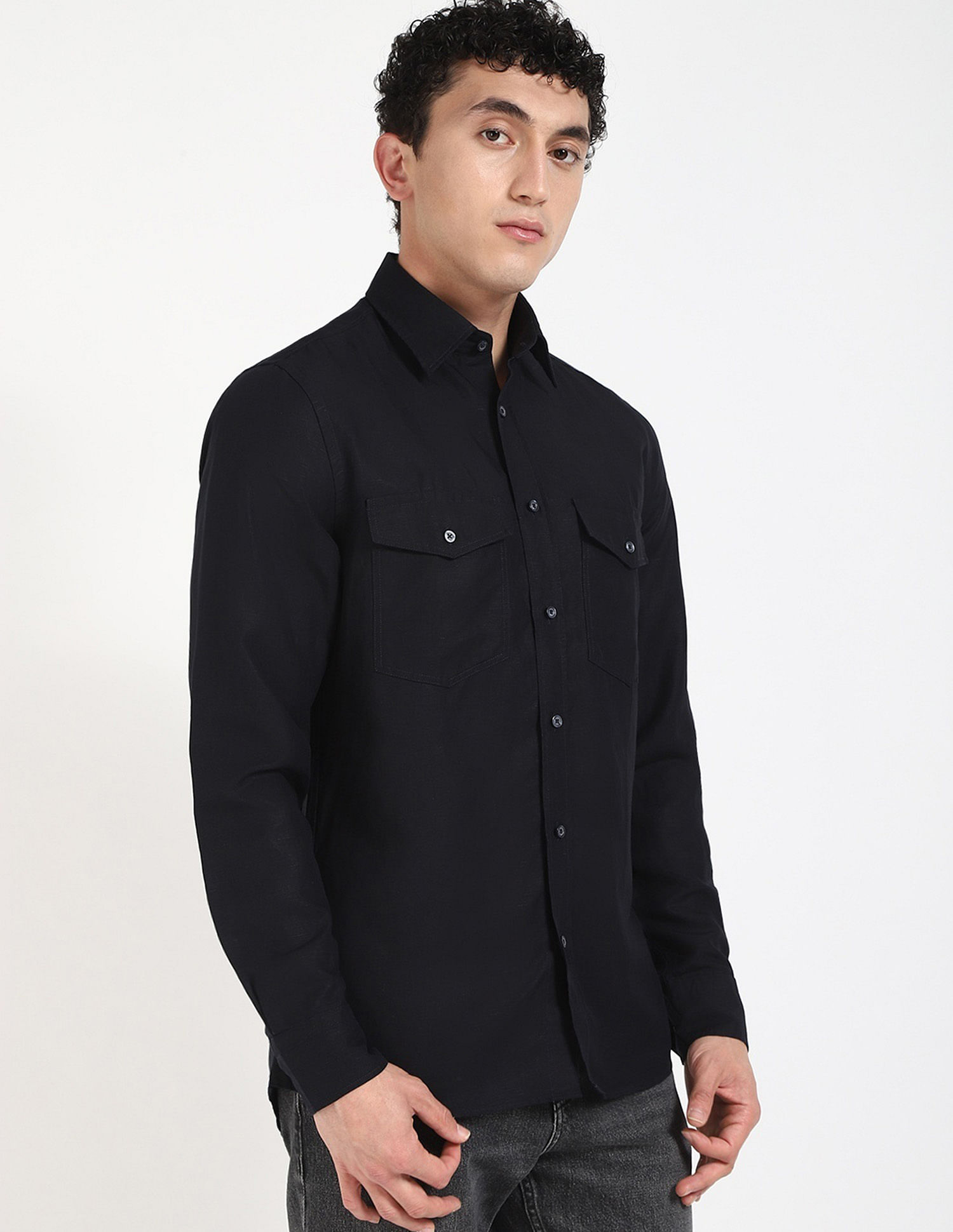 Tommy Hilfiger Solid Regular Fit Plain Woven Shirt