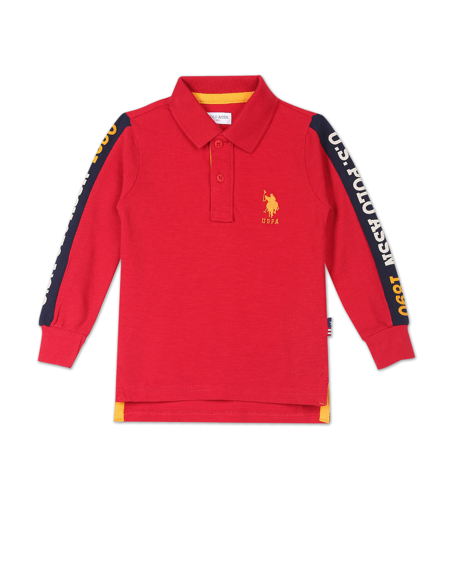U.S. Polo Assn. Kids Long Sleeve Brand Panelled Polo Shirt
