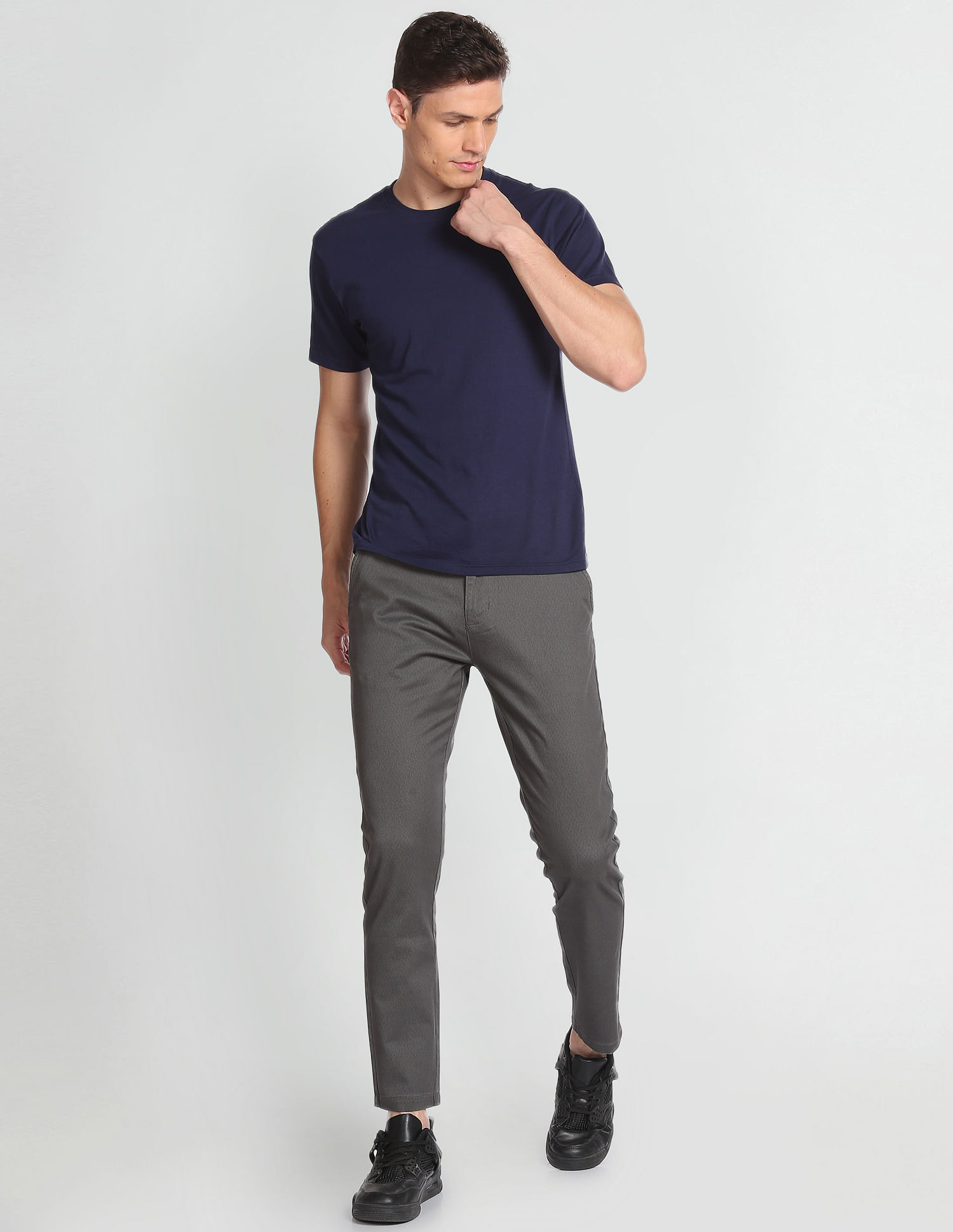 Flying Machine Twill Geometric Print Trousers