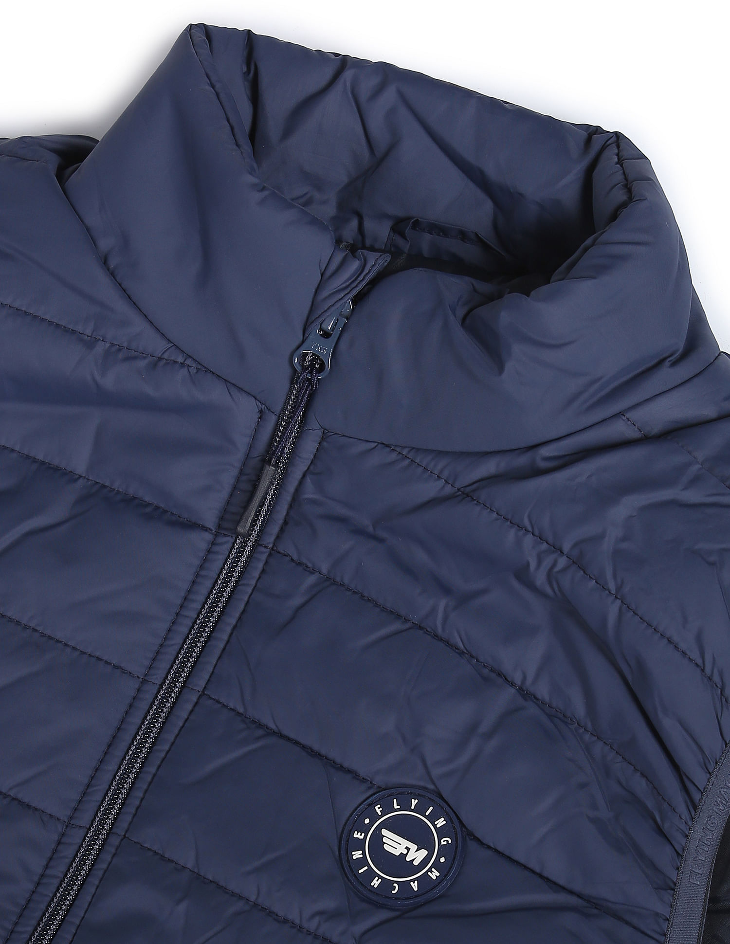 Flying Machine High Neck Solid Sleeveless Jacket
