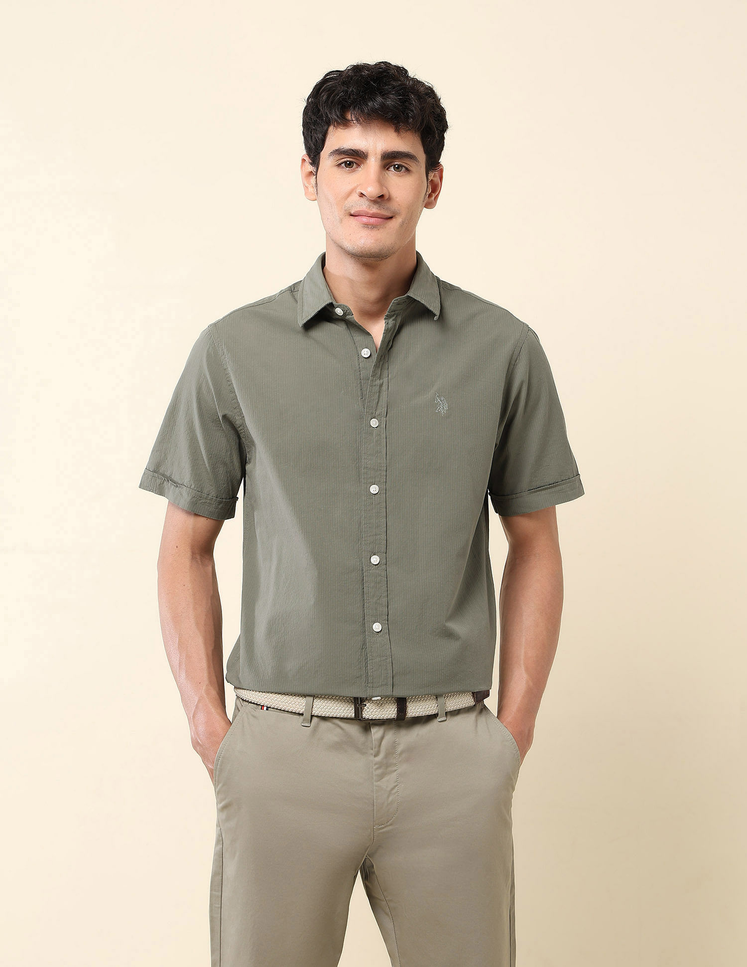 U.S. Polo Assn. Textured Pure Cotton Shirt