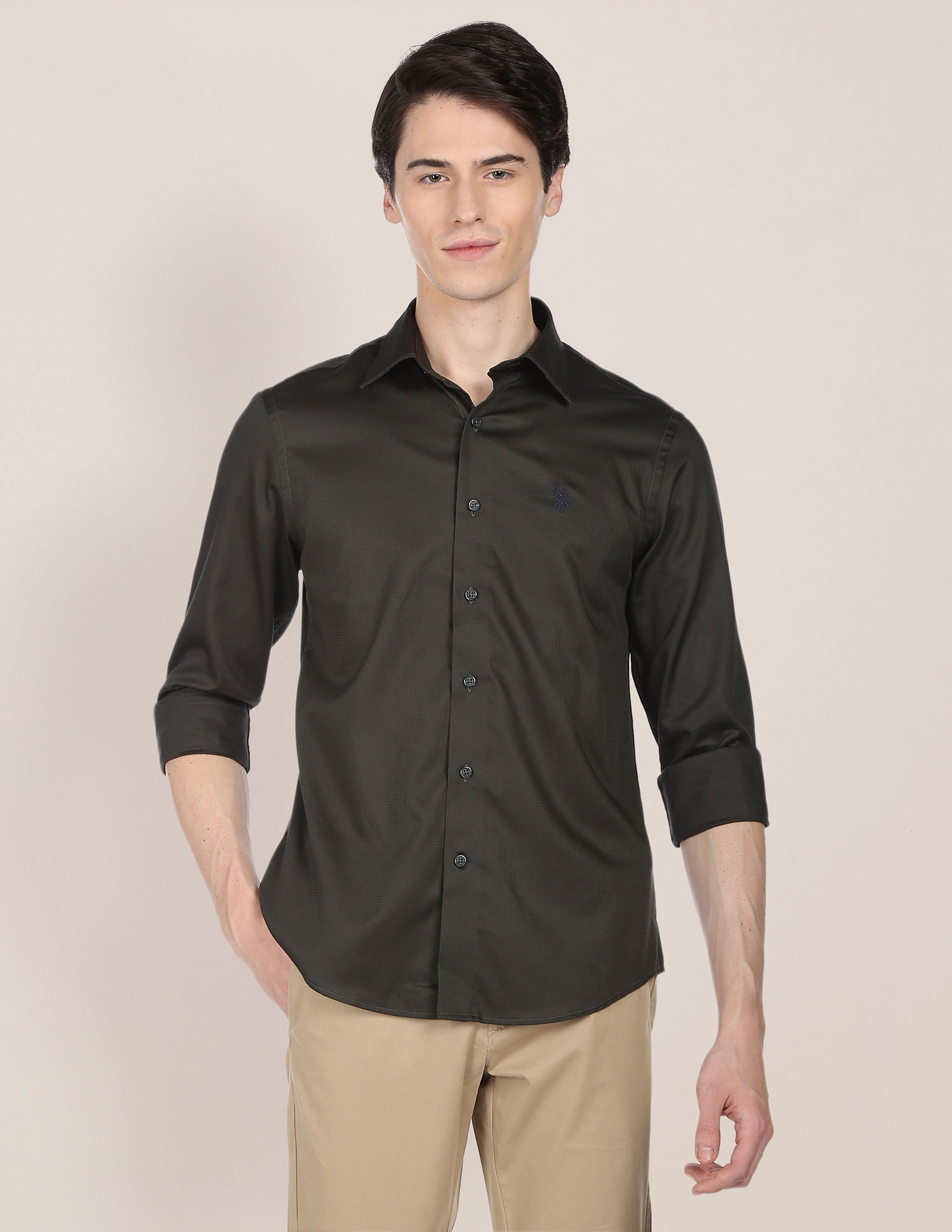 U.S. Polo Assn. Satin Dobby Solid Shirt
