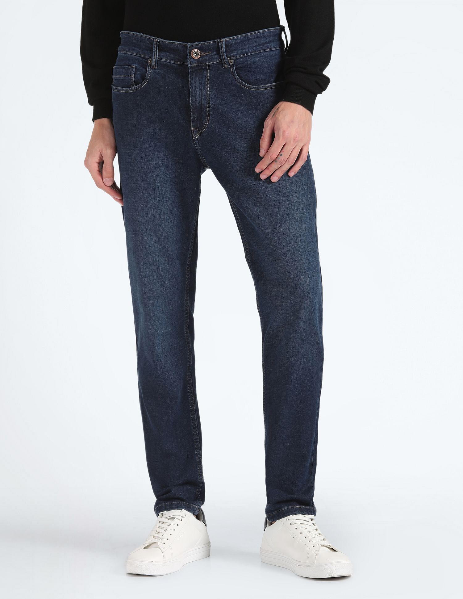 Flying Machine Slash Slim Tapered Dark Wash Jeans
