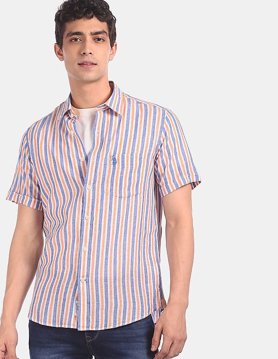 Buy U.S. Polo Assn. Men Orange And Blue 