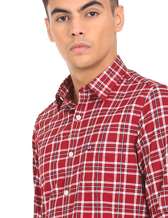 Arrow Sports Spread Collar Check Shirt
