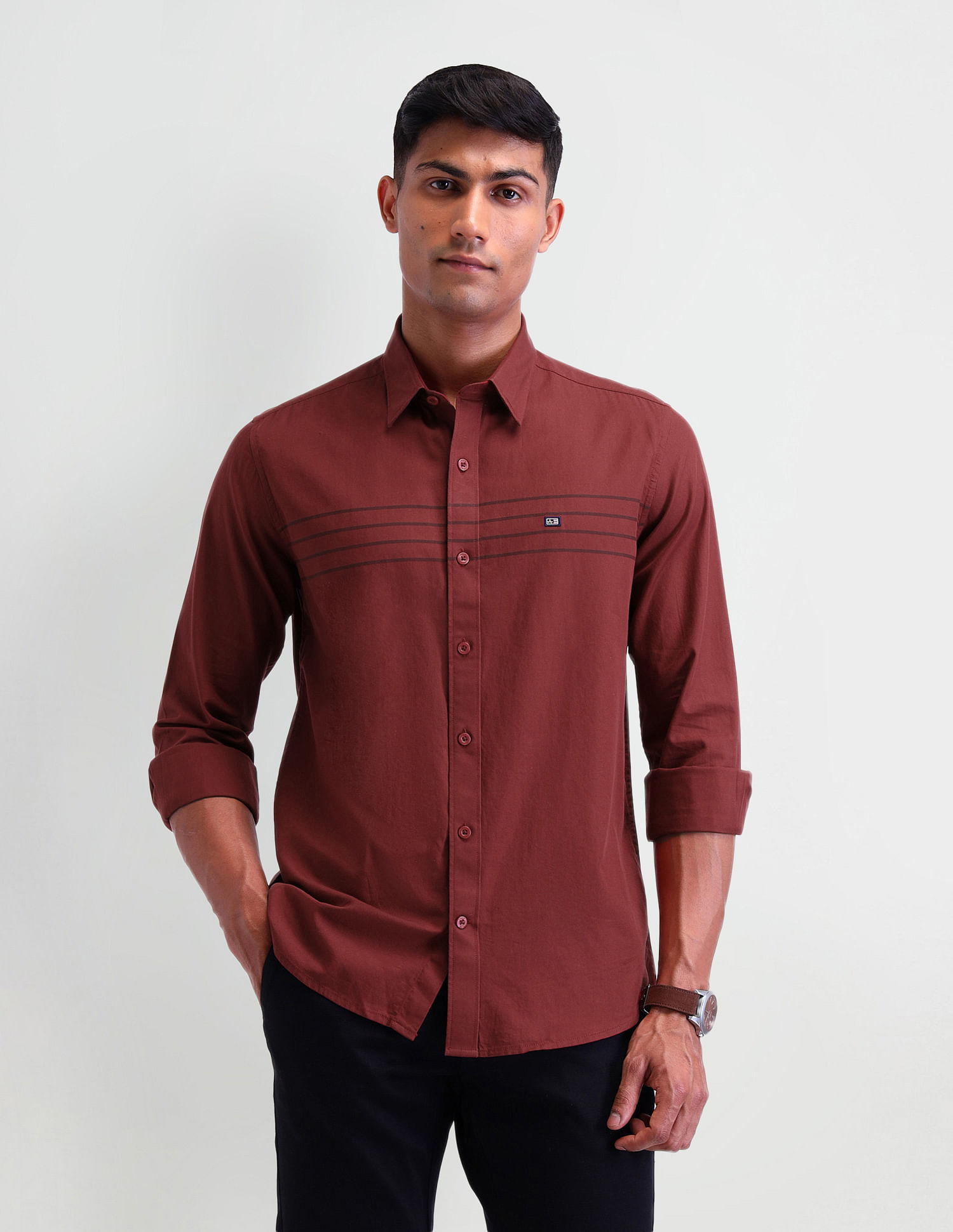Arrow Sport Horizontal Striped Slim Fit Shirt