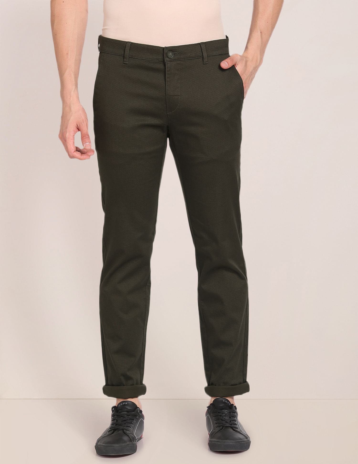 U.S. Polo Assn. Denver Slim Fit Cotton Stretch Printed Signature Trousers
