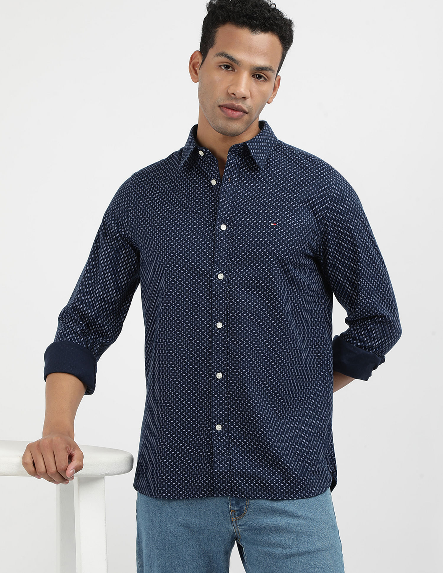 Tommy Hilfiger Brushed Geometric Print Slim Fit Shirt