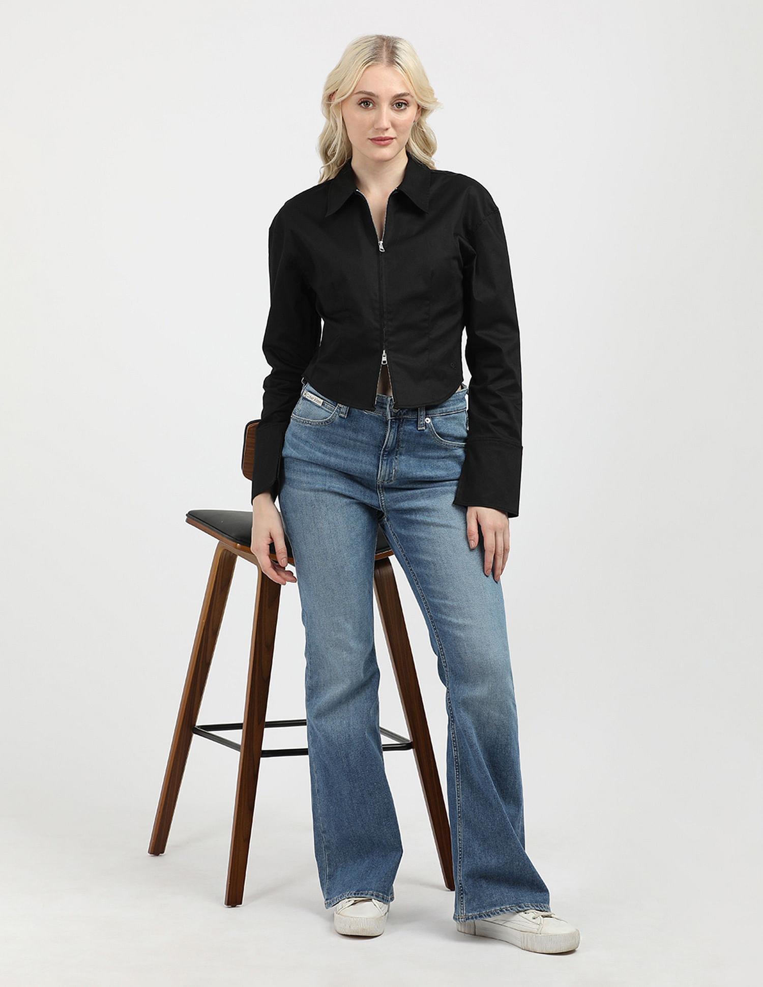 Calvin Klein Jeans Zipped Cotton Long Sleeve Top