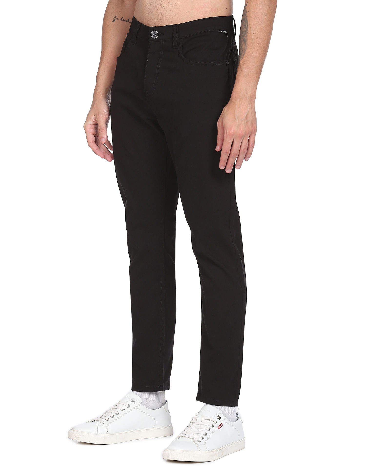 Flying Machine Solid Slim Tapered Fit Trousers