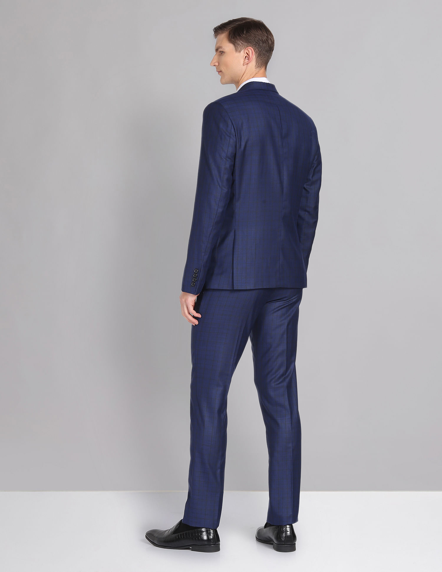 AD by Arvind Tailored Regular Fit Checked Two Piece Suit