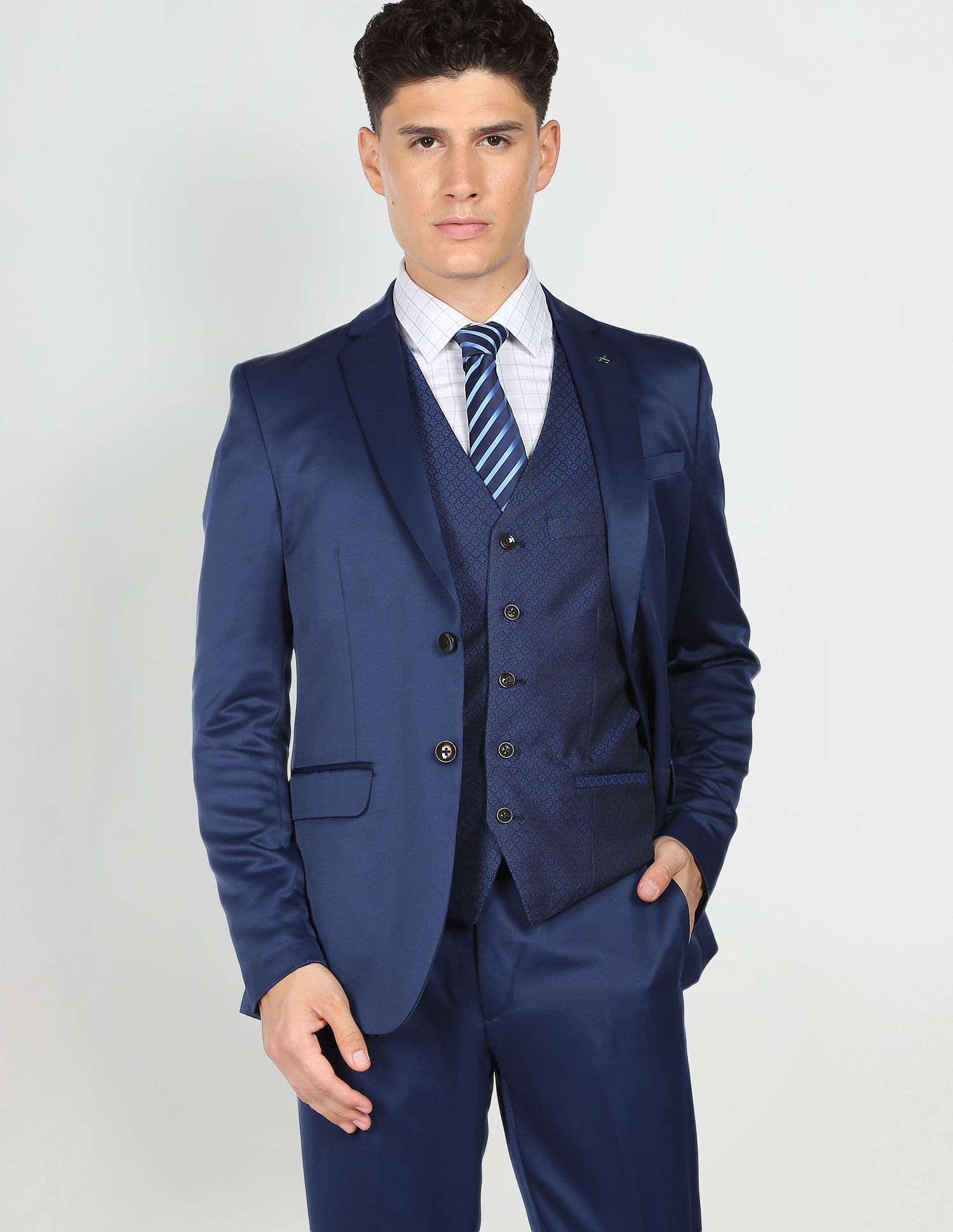 Buy Arrow Light Grey Regular Fit Three Piece Suits for Mens Online @ Tata  CLiQ