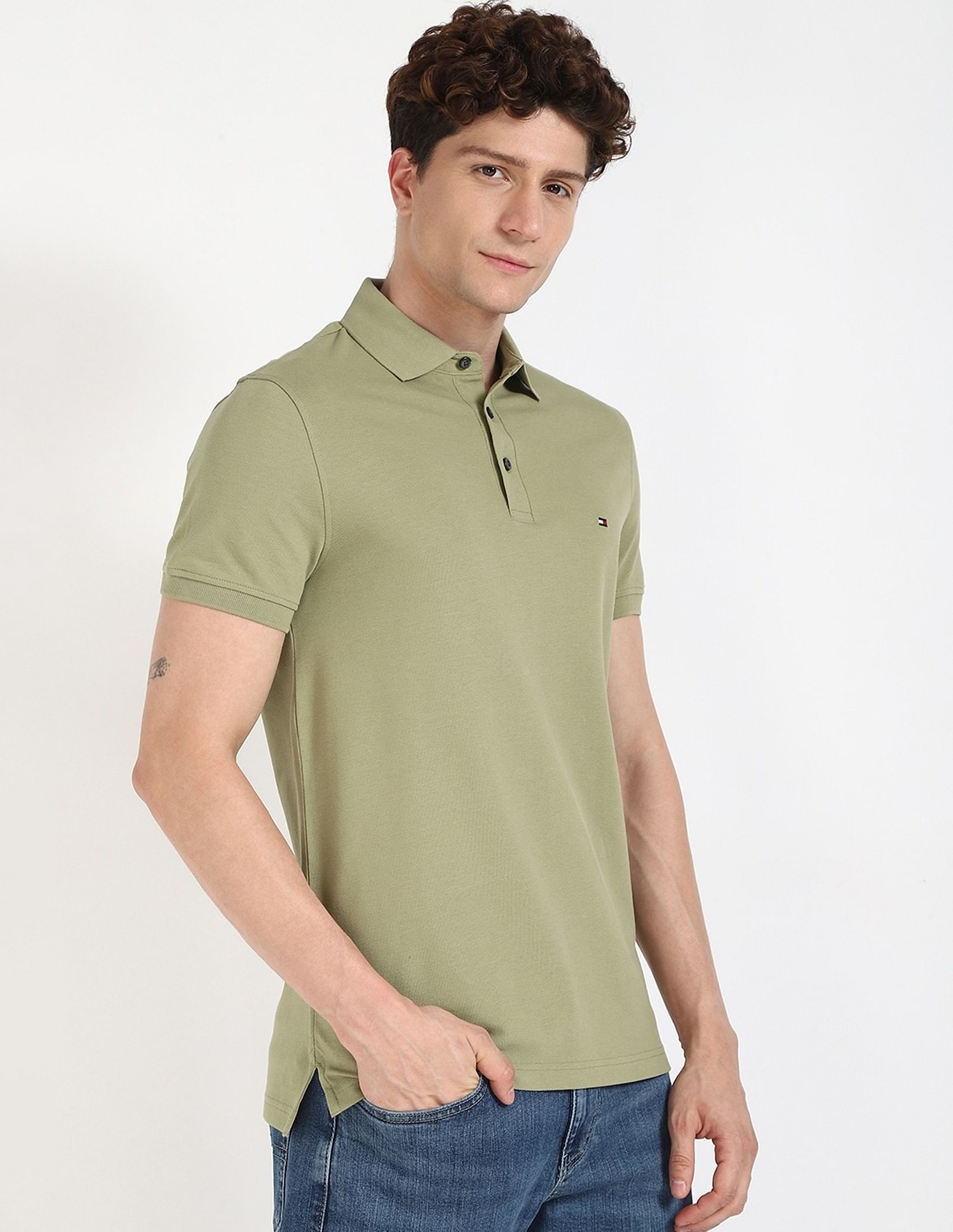 Tommy Hilfiger Solid Slim-Fit Cotton Polo Shirt