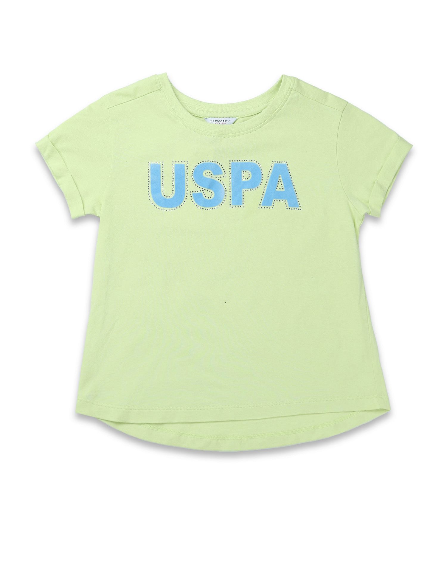 U.S. Polo Assn. Kids Girls Flock Print Relaxed Fit T-Shirt