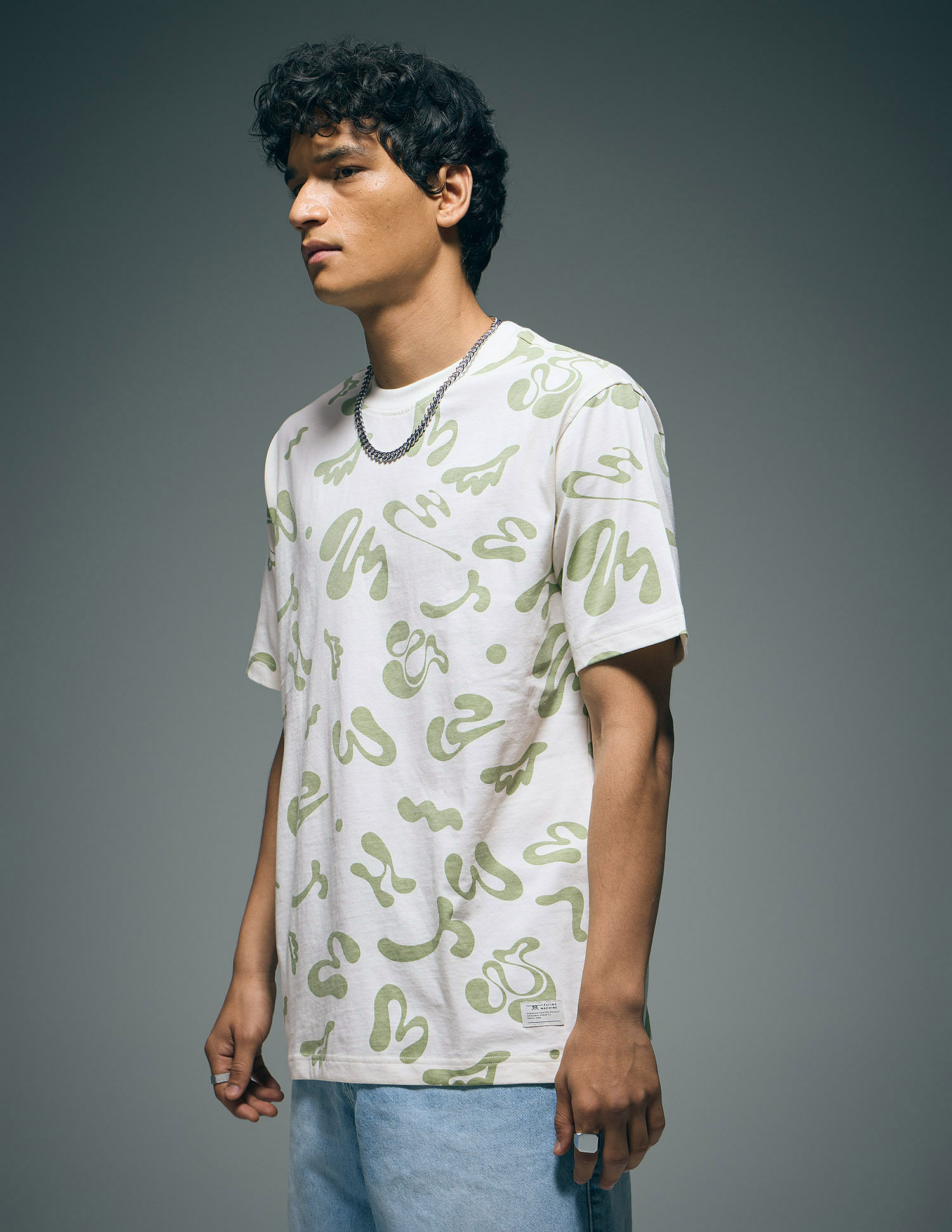 Flying Machine Abstract Printed Relaxed Fit T-Shirt