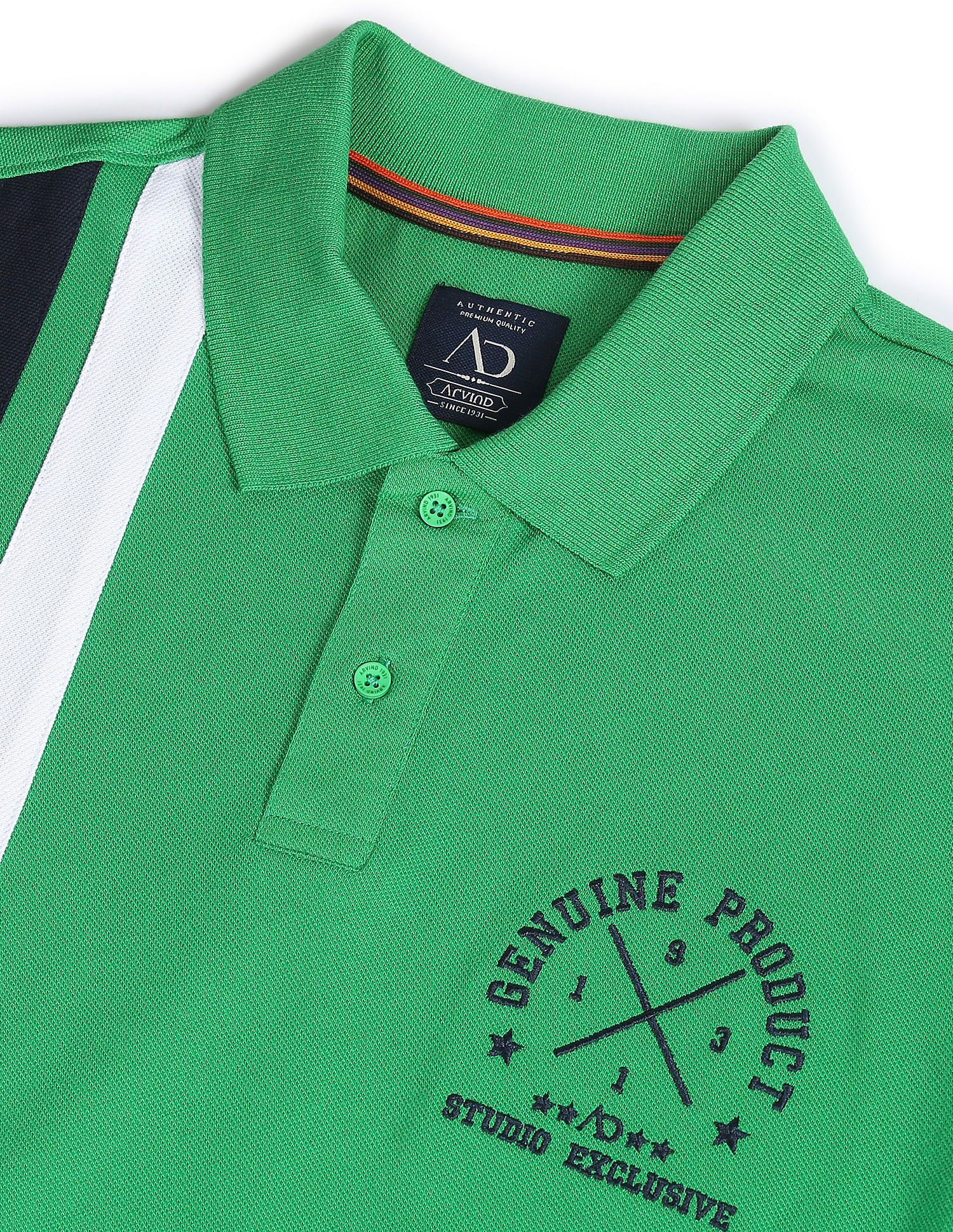 AD by Arvind Cotton Vertical Stripe Polo Shirt