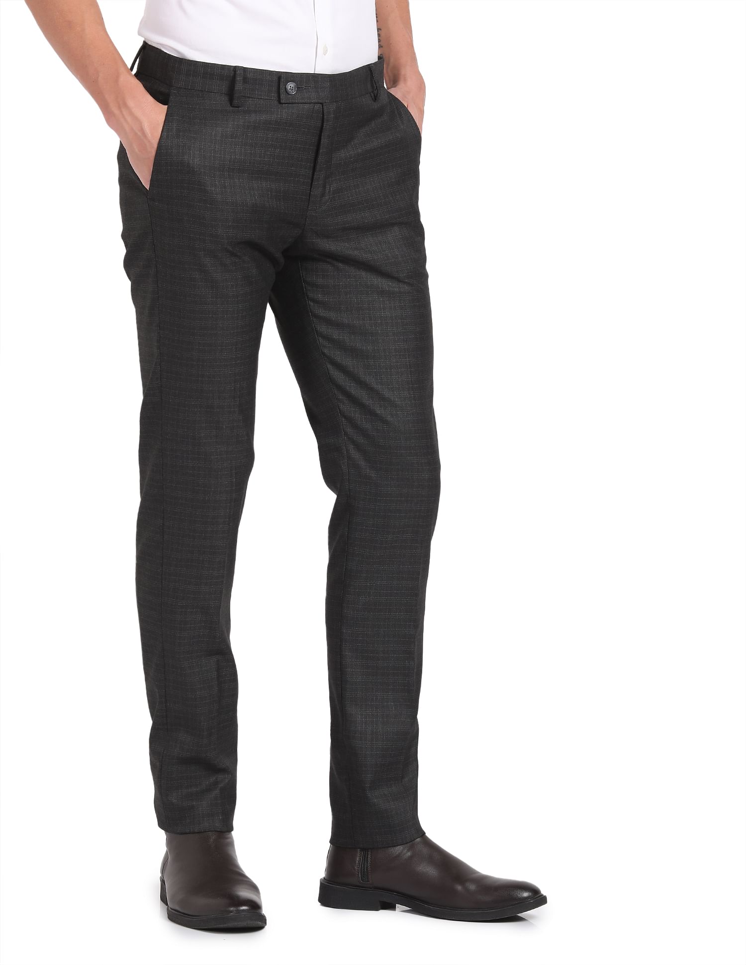 Arrow Mid Rise Checked Trousers