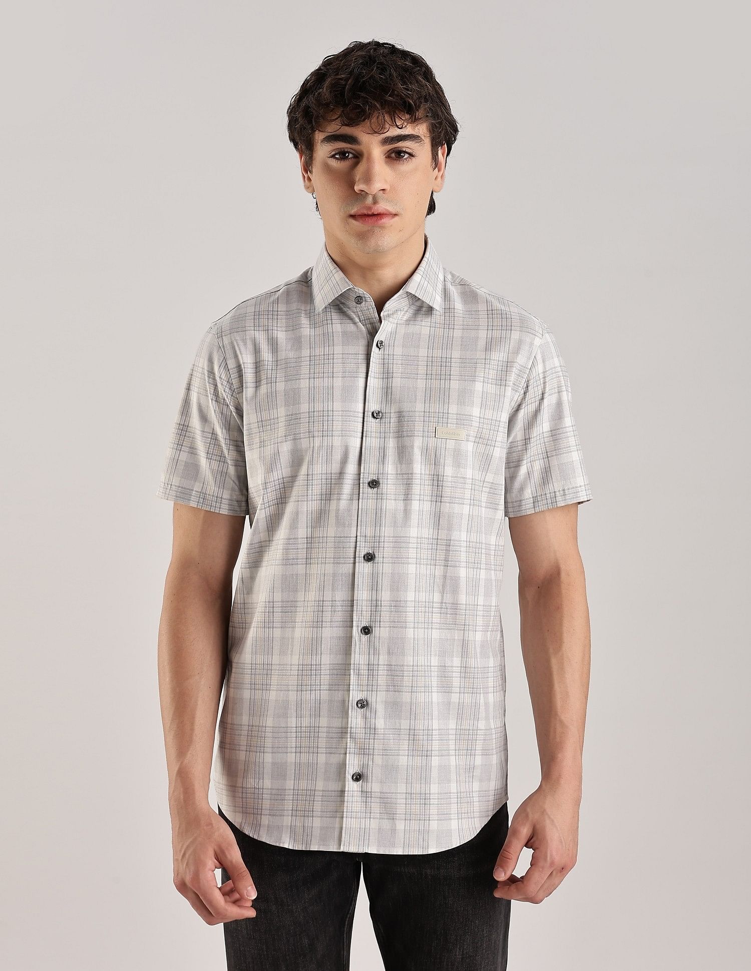 Calvin Klein Checks Slim-Fit Twill Woven Shirt