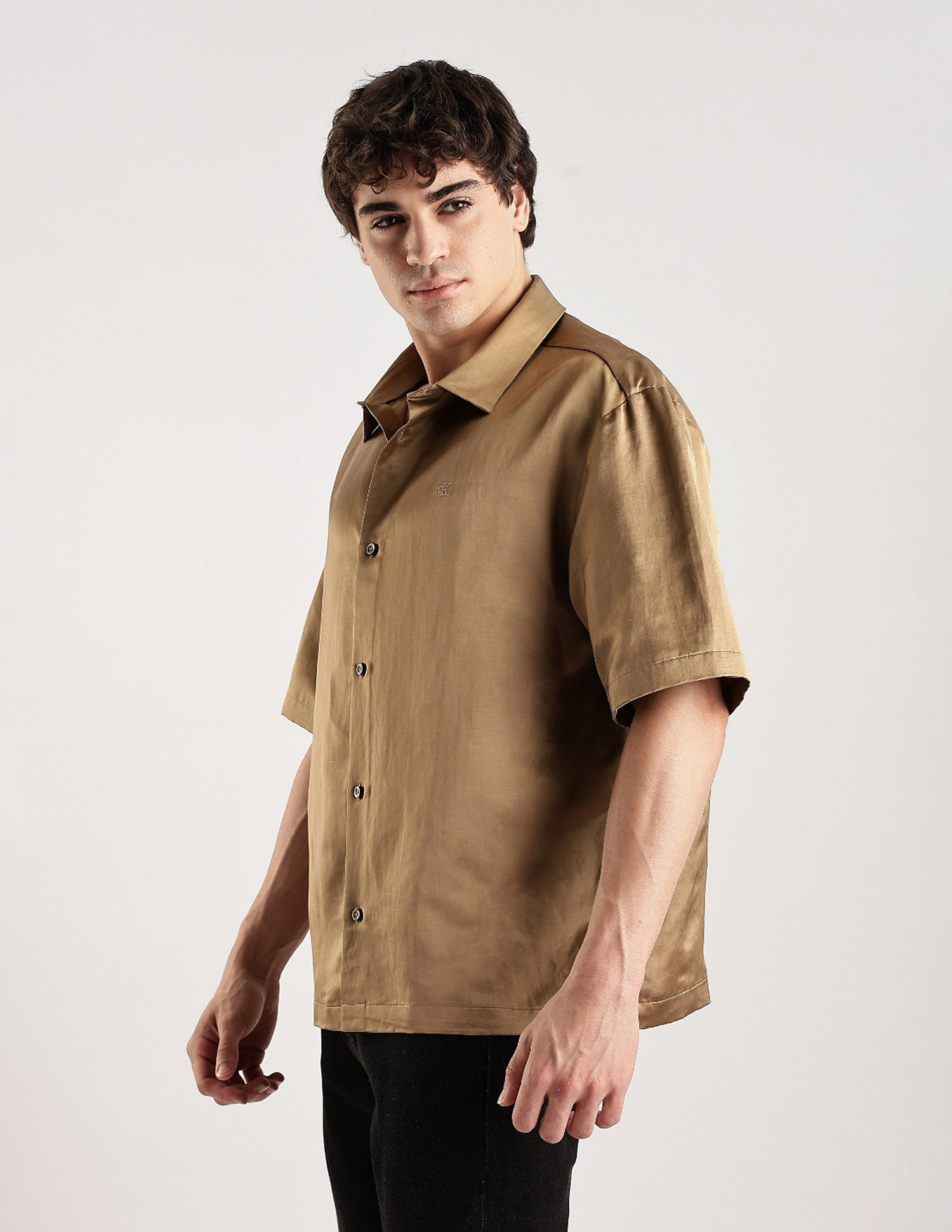 Calvin Klein Jeans Solid Regular Fit Satin Woven Shirt