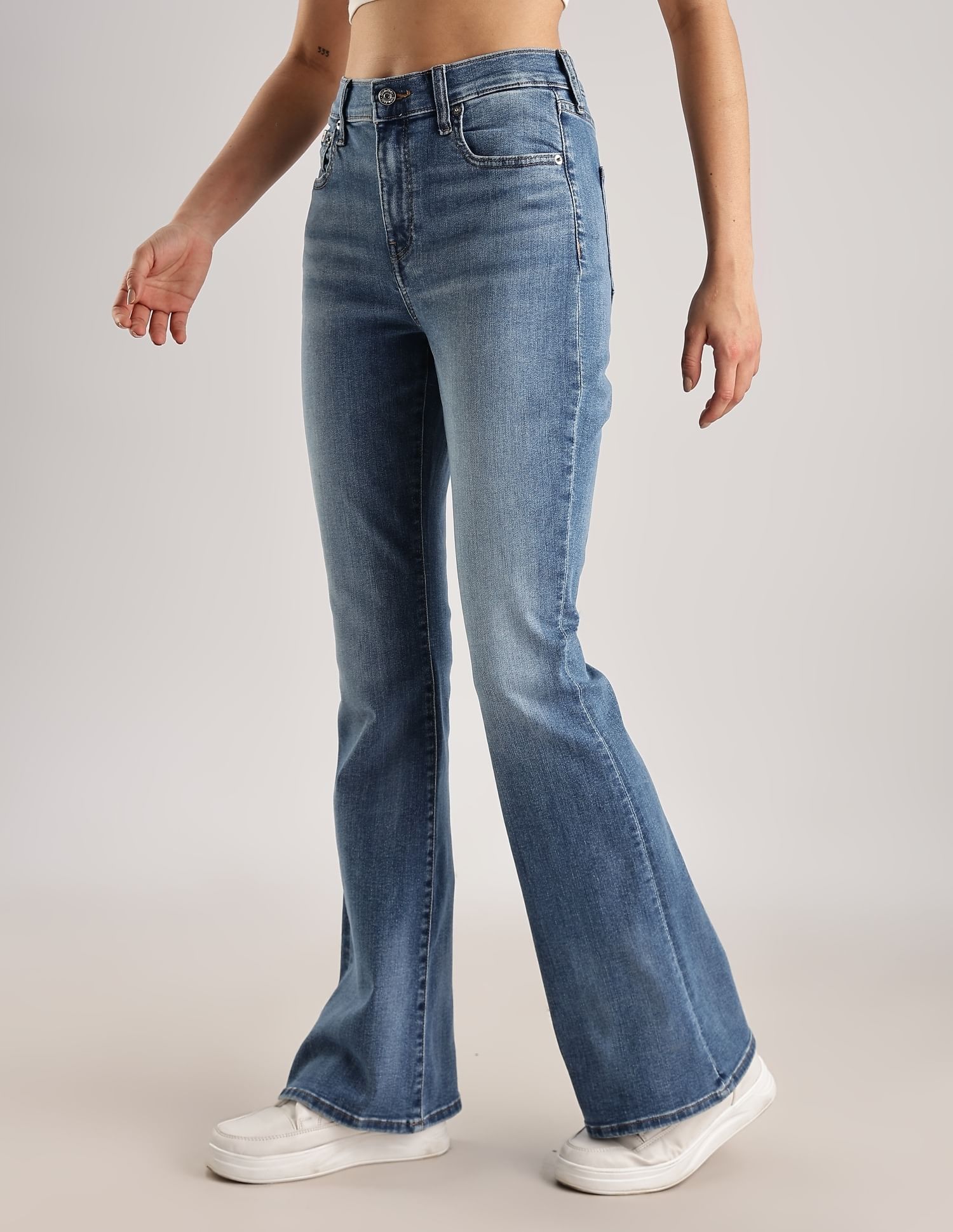 Calvin Klein Light-Wash Flared-Fit High Rise Jeans